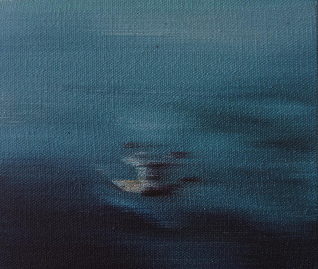 Pittura figurativa contemporanea con texture - Serie Acqua n. 4 - Painting di He Wenjue