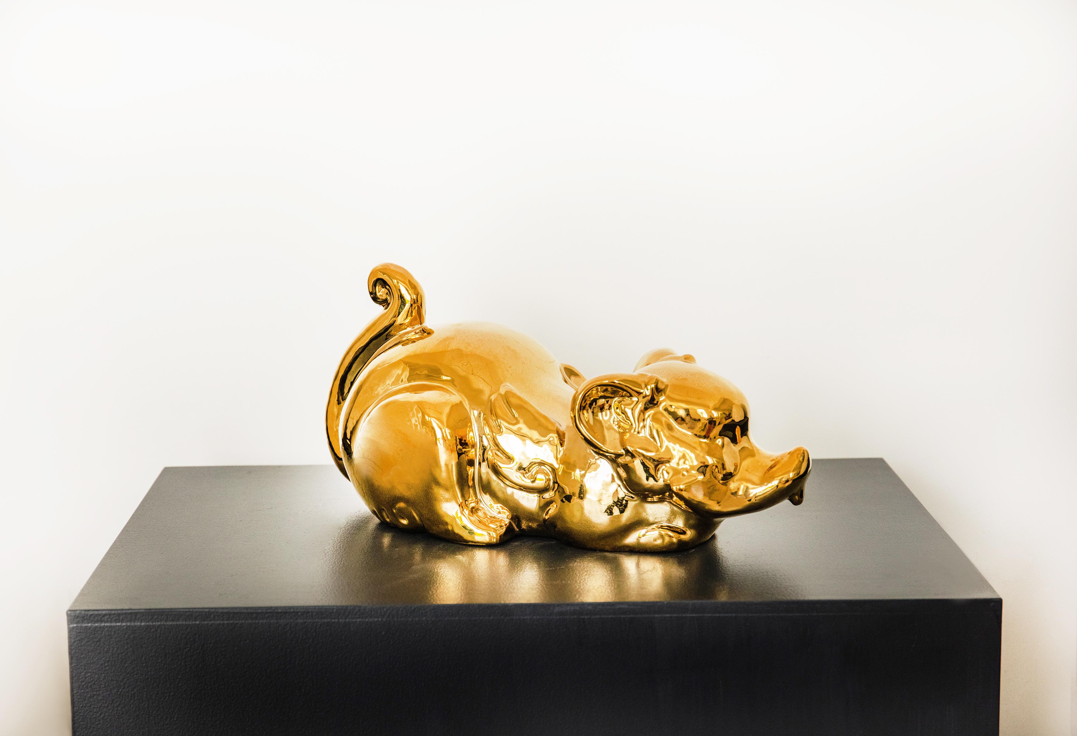 Keramik-Vergoldung-Skulpturen-Serien Tierkreiszeichen-Rat  (Zeitgenössisch), Sculpture, von He Wenjue