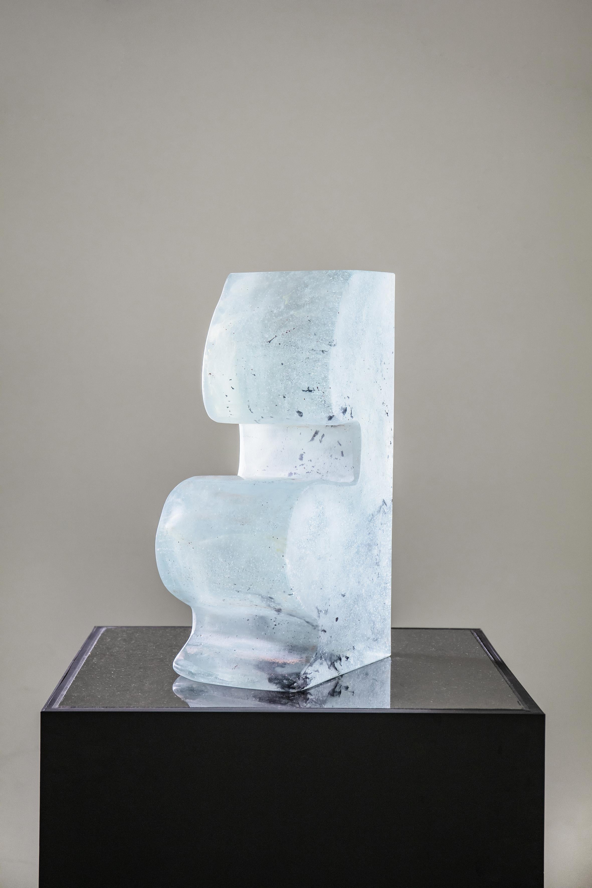 Coloured Glaze Sculpture-Series Four Seasons- Winter#1 - Gray Abstract Sculpture by He Wenjue