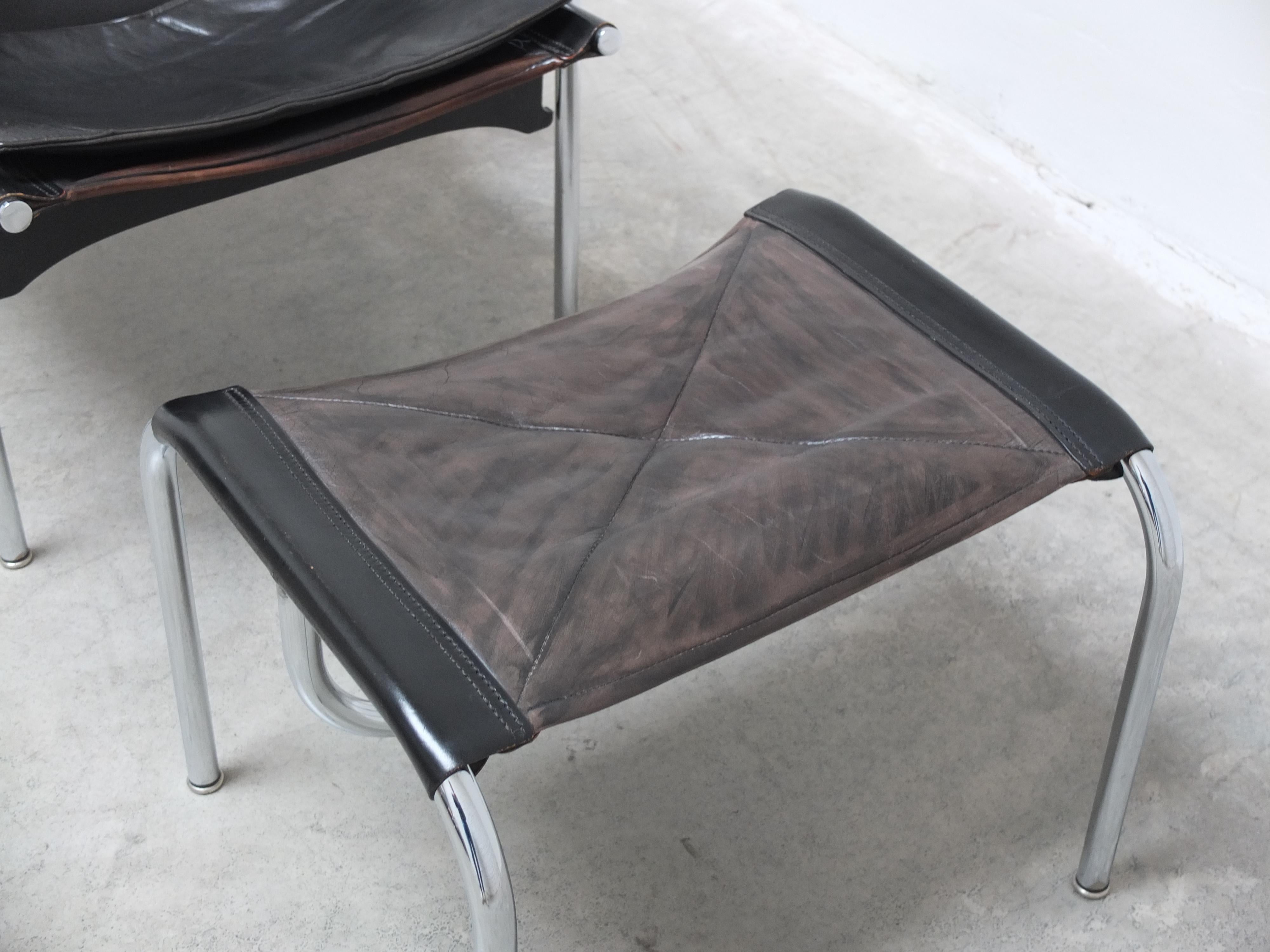 'HE1106' Lounge Chair with Ottoman by Hans Eichenberger for Strässle, 1978 For Sale 7
