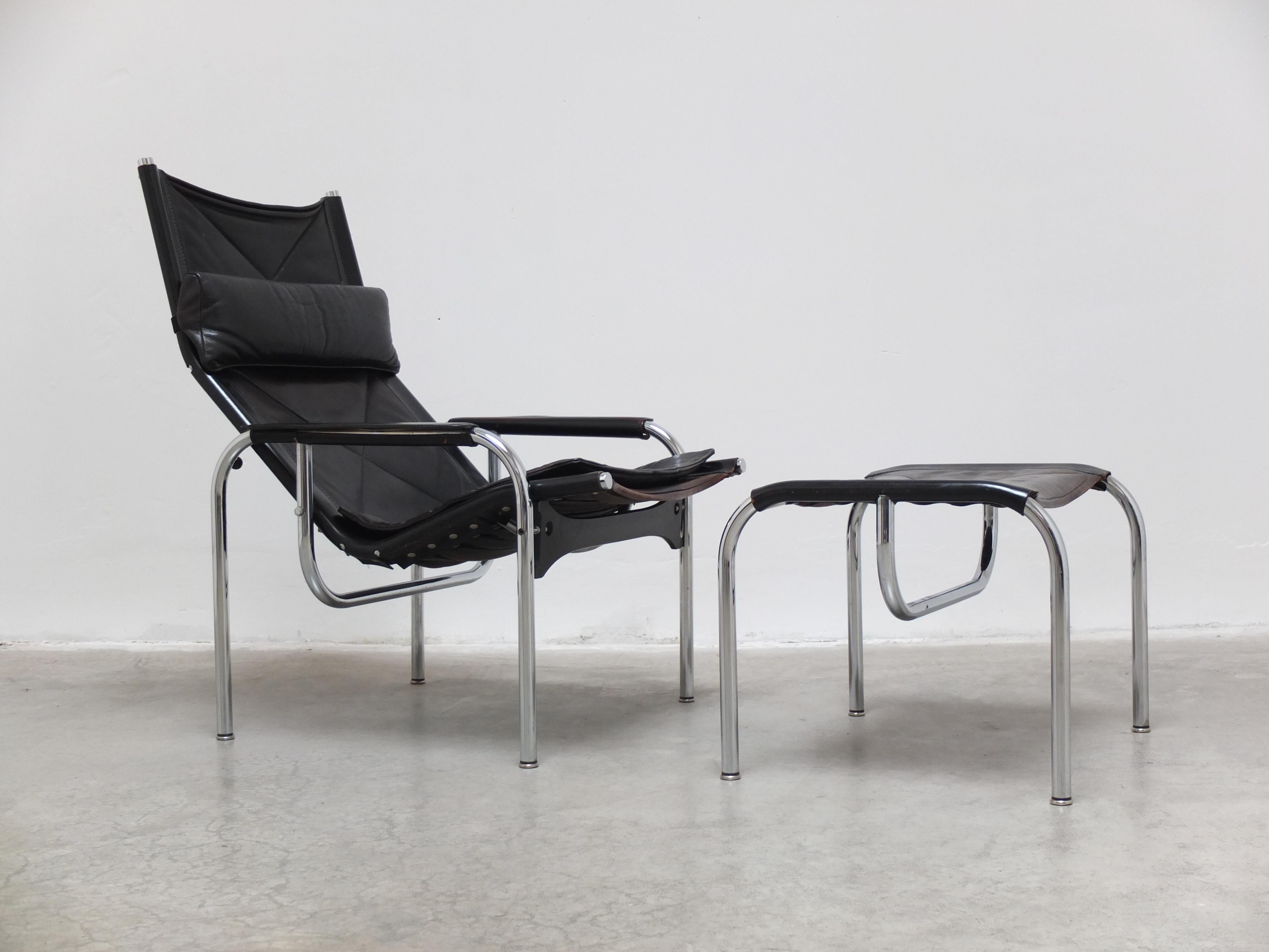 'HE1106' Lounge Chair with Ottoman by Hans Eichenberger for Strässle, 1978 For Sale 10