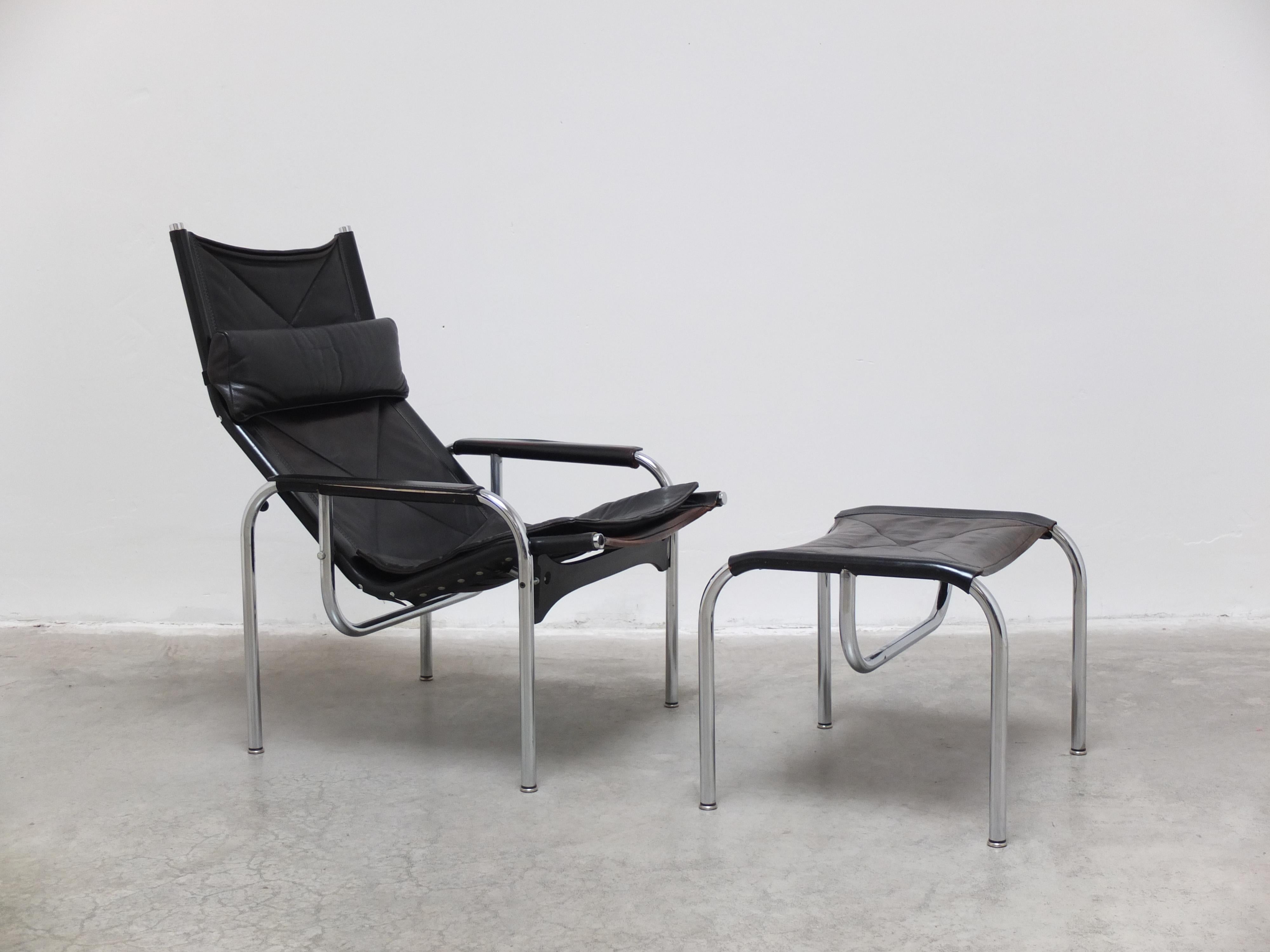 'HE1106' Lounge Chair with Ottoman by Hans Eichenberger for Strässle, 1978 For Sale 2