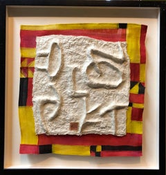 Modernist Abstract Cast Paper Sculpture Textile Collage Wall Hanging