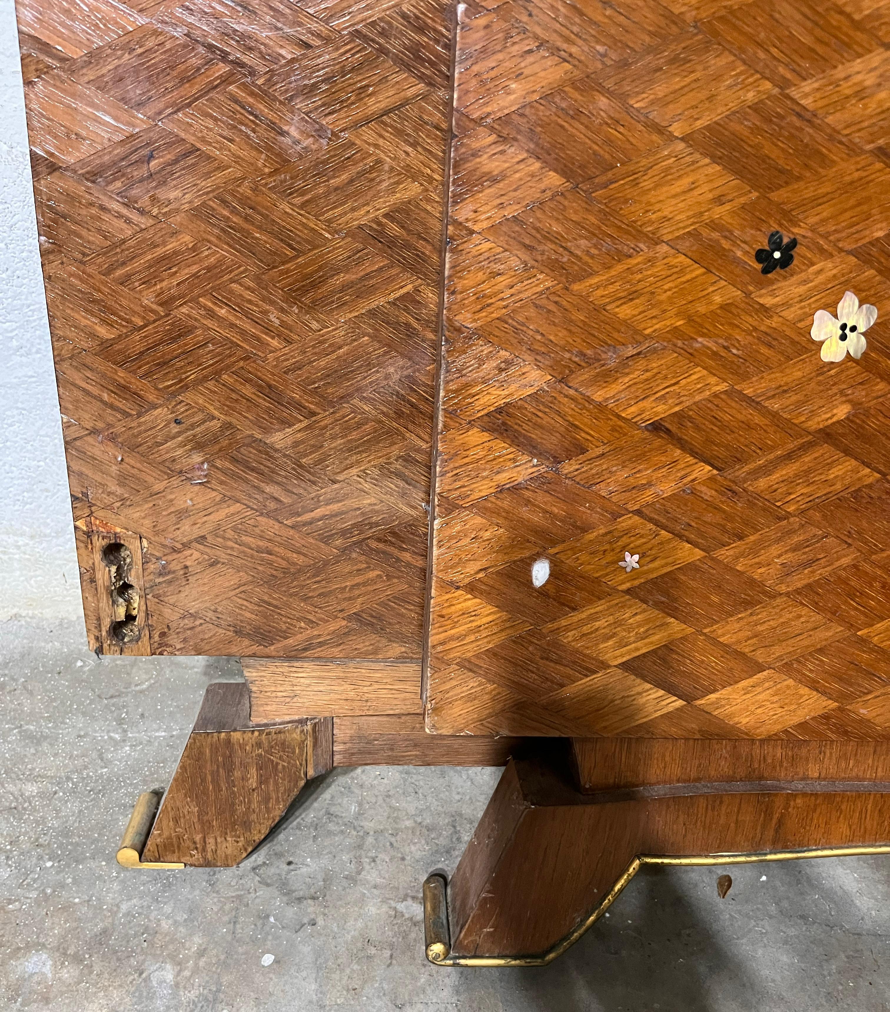 Inlay Head and Foot of a bed In the Leleu St Art Deco bed For Sale