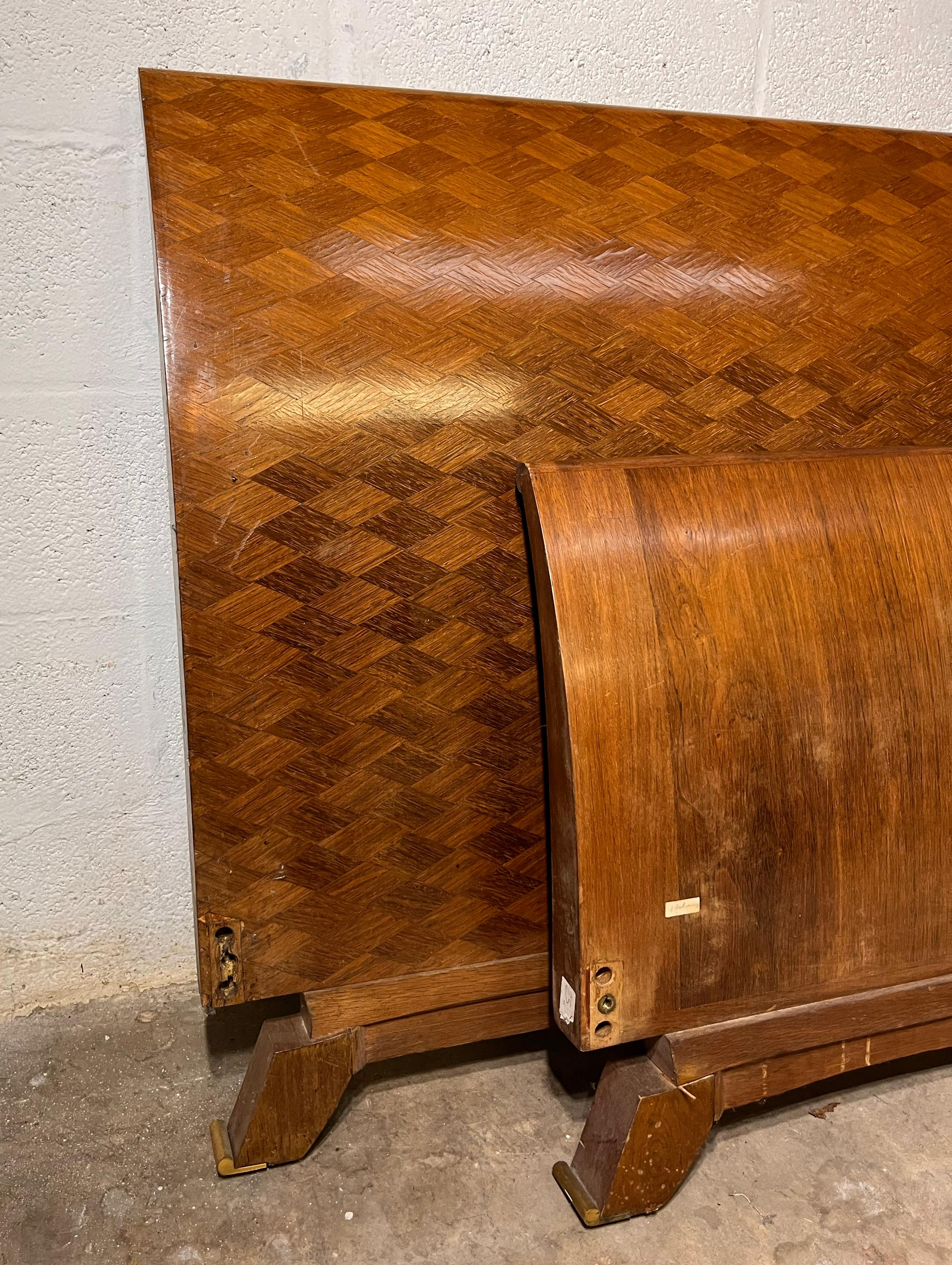 Wood Head and Foot of a bed In the Leleu St Art Deco bed For Sale