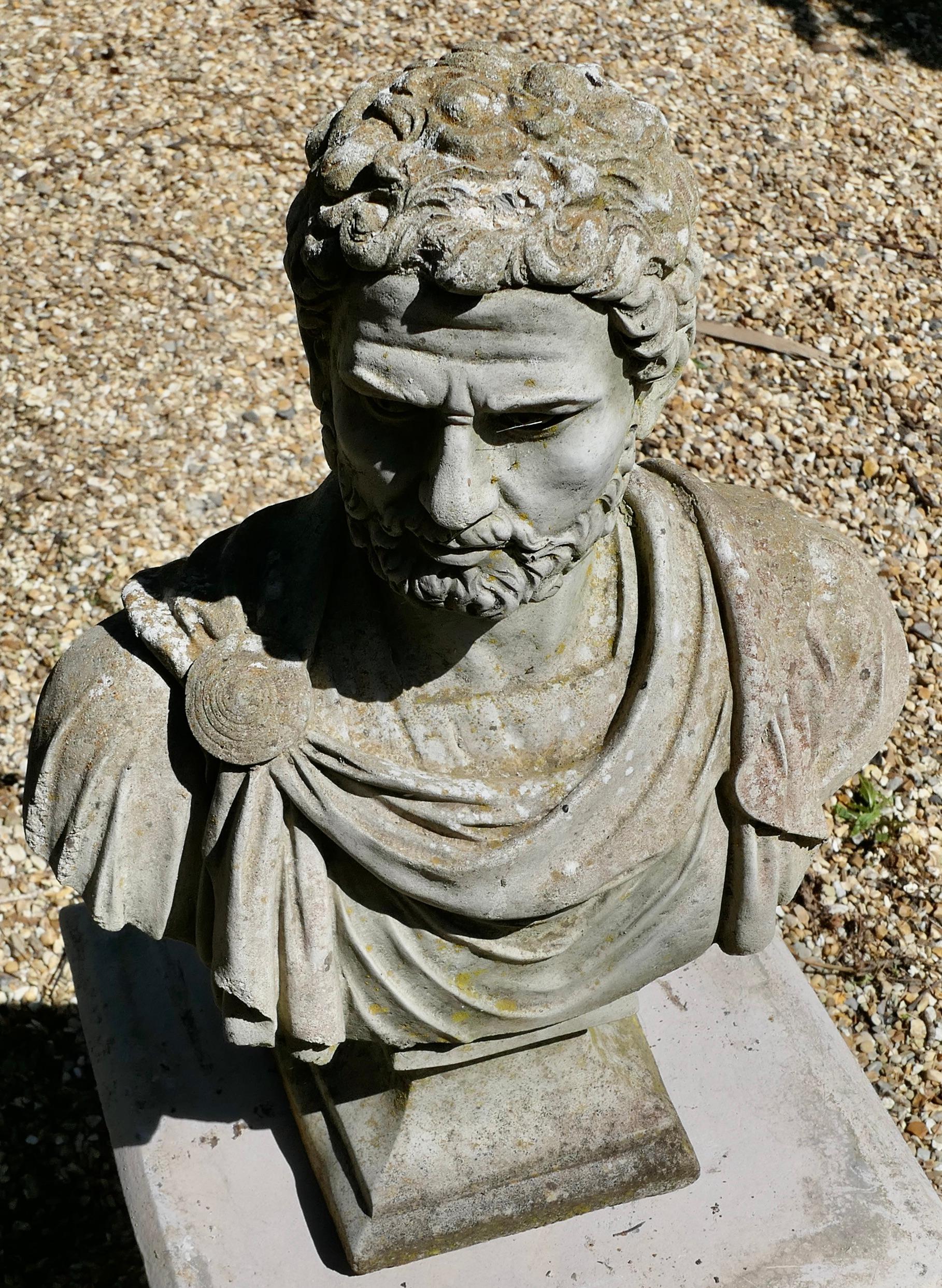 Classical Roman Head and Shoulder Bust of Nero in Cast Stone
