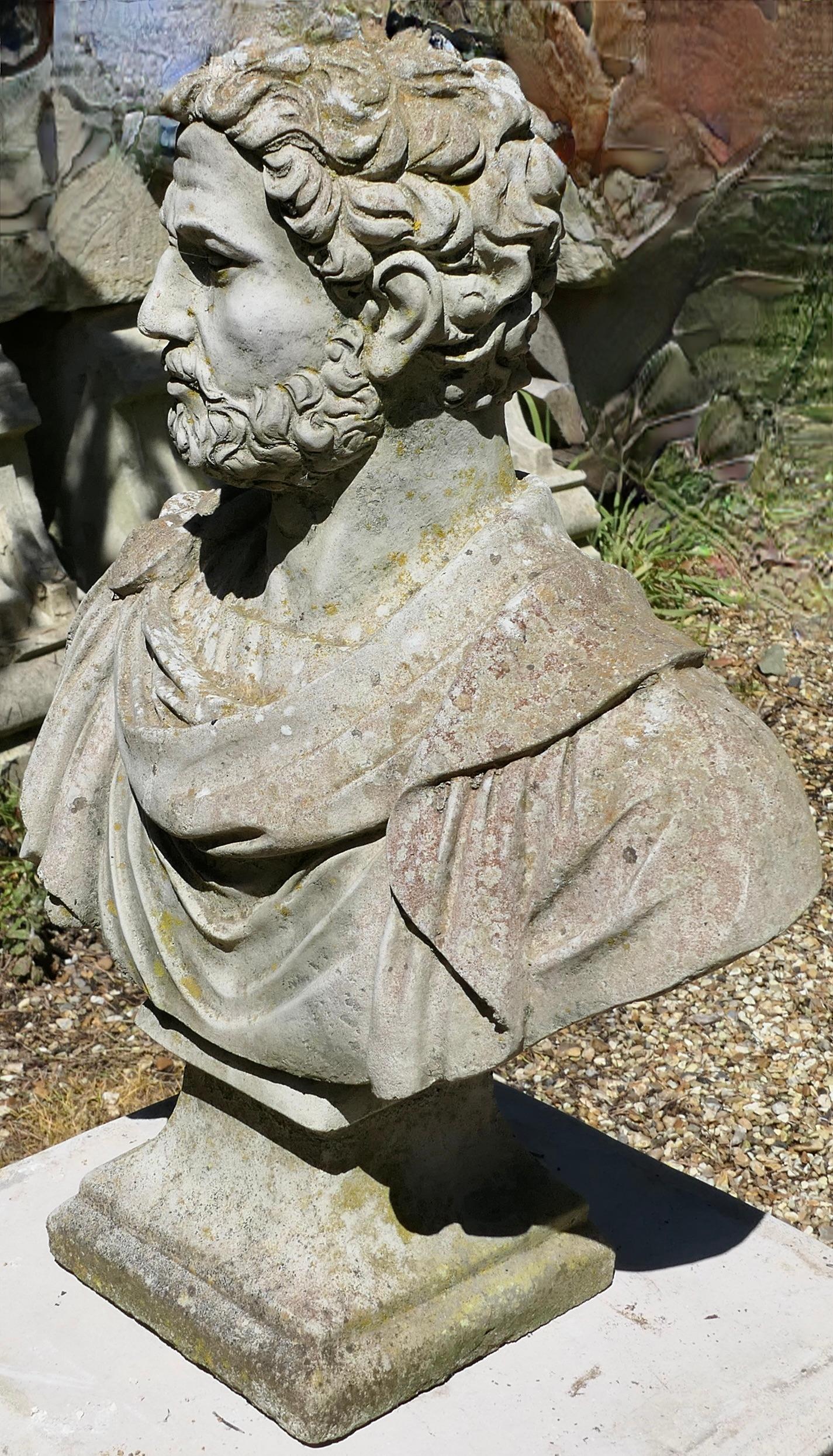 Early 20th Century Head and Shoulder Bust of Nero in Cast Stone
