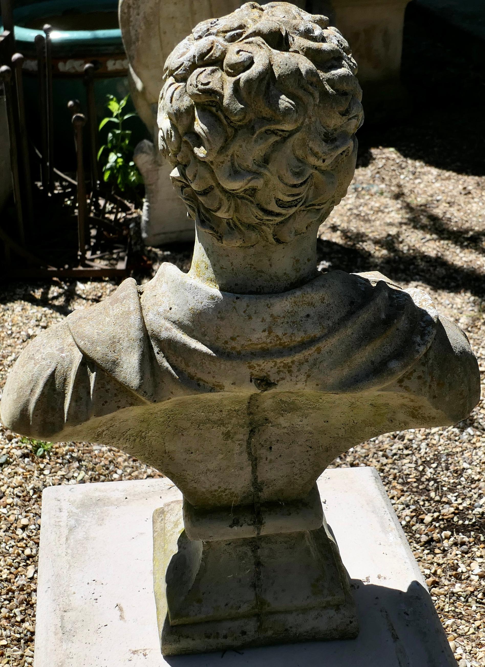 Head and Shoulder Bust of Nero in Cast Stone 1