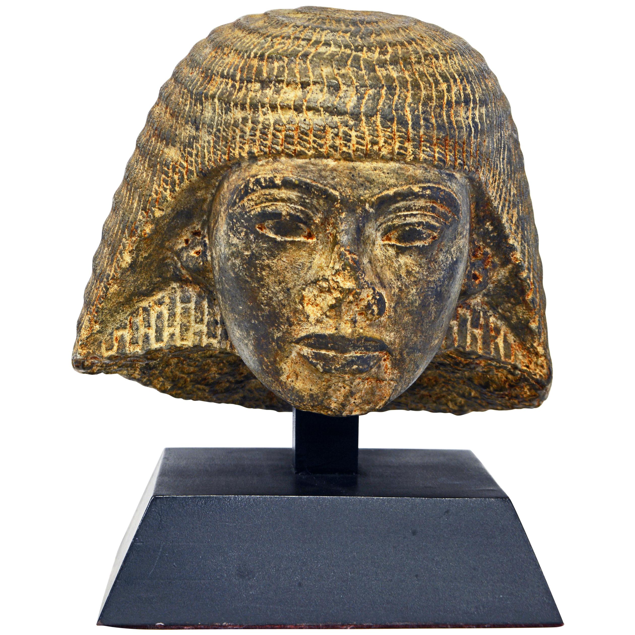 Head Bust Stone Replica of Rameses I Egypt 1292-1290 BC on Ebonized Base