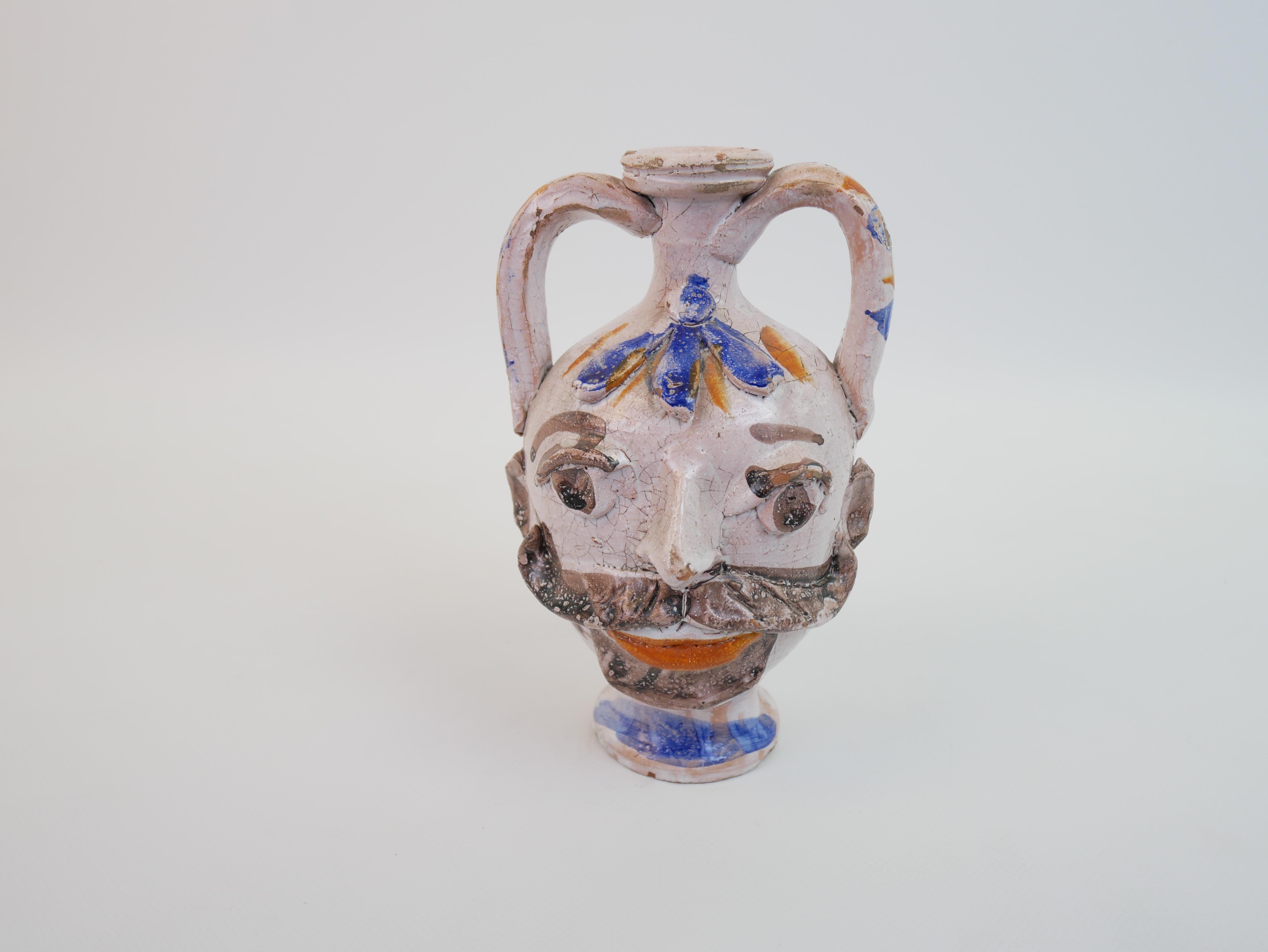 Kopf Keramikskulptur eines Kerzenhalters im Angebot 5