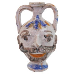 Head ceramic sculpture of candle holder