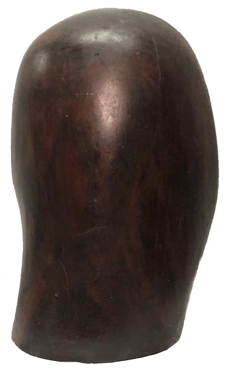 Mid-Century Modern Head, French Modernist Hand-Carved Wood Sculpture, ca. 1950 For Sale