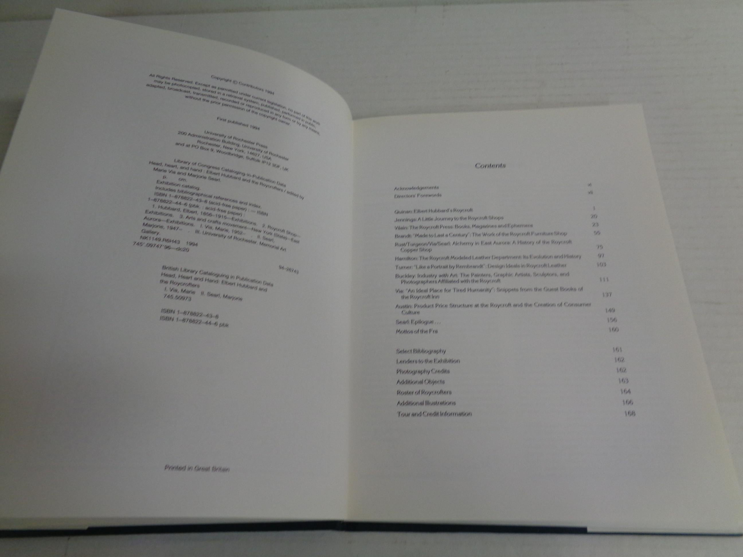 Kopf, Herz und Hand: Elbert Hubbard und die Roycrofters,  1994 - 1. Auflage im Zustand „Gut“ im Angebot in Rochester, NY