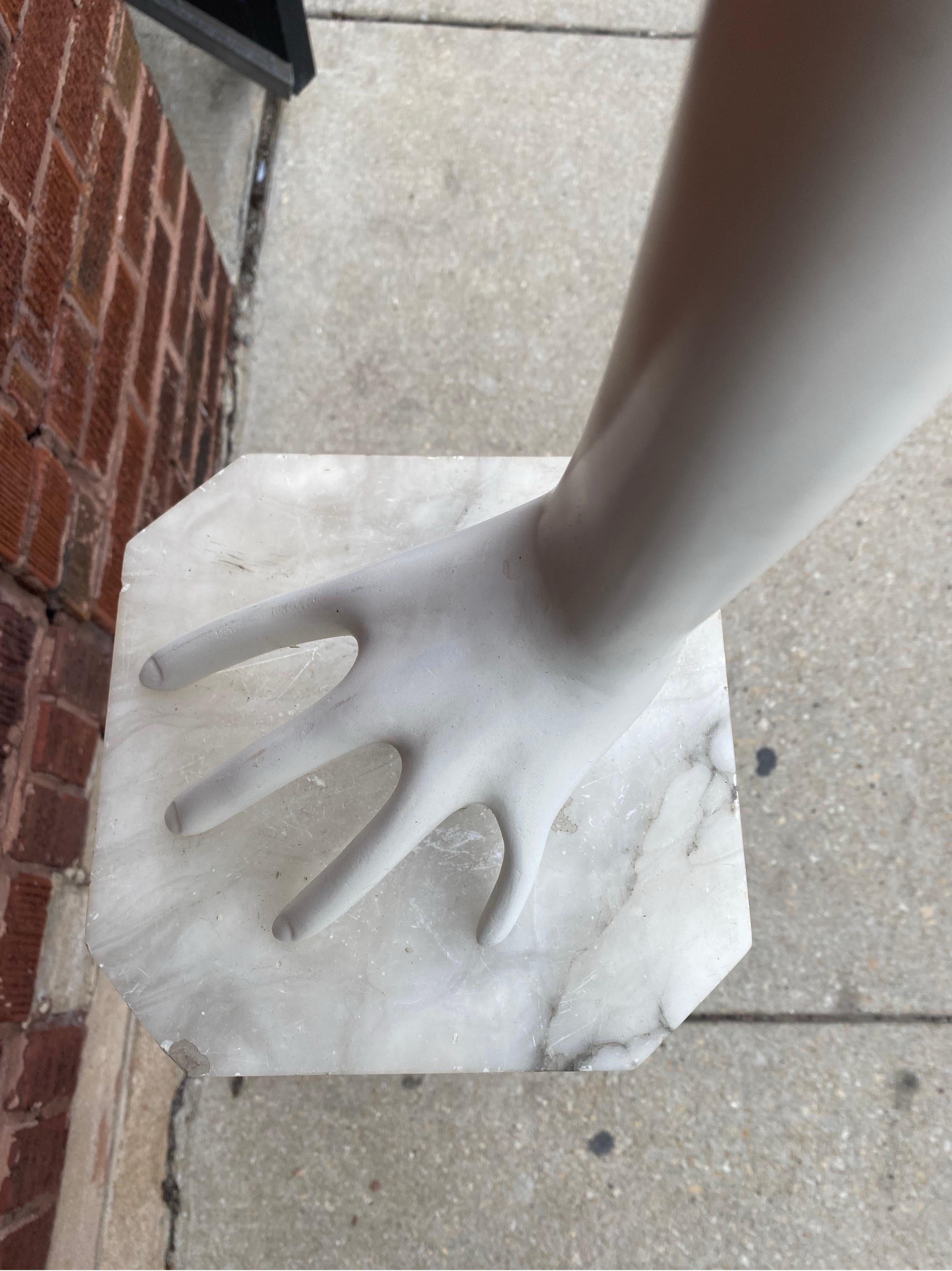 Carved Head-in-Hand 1990s Tall White Sculpture For Sale