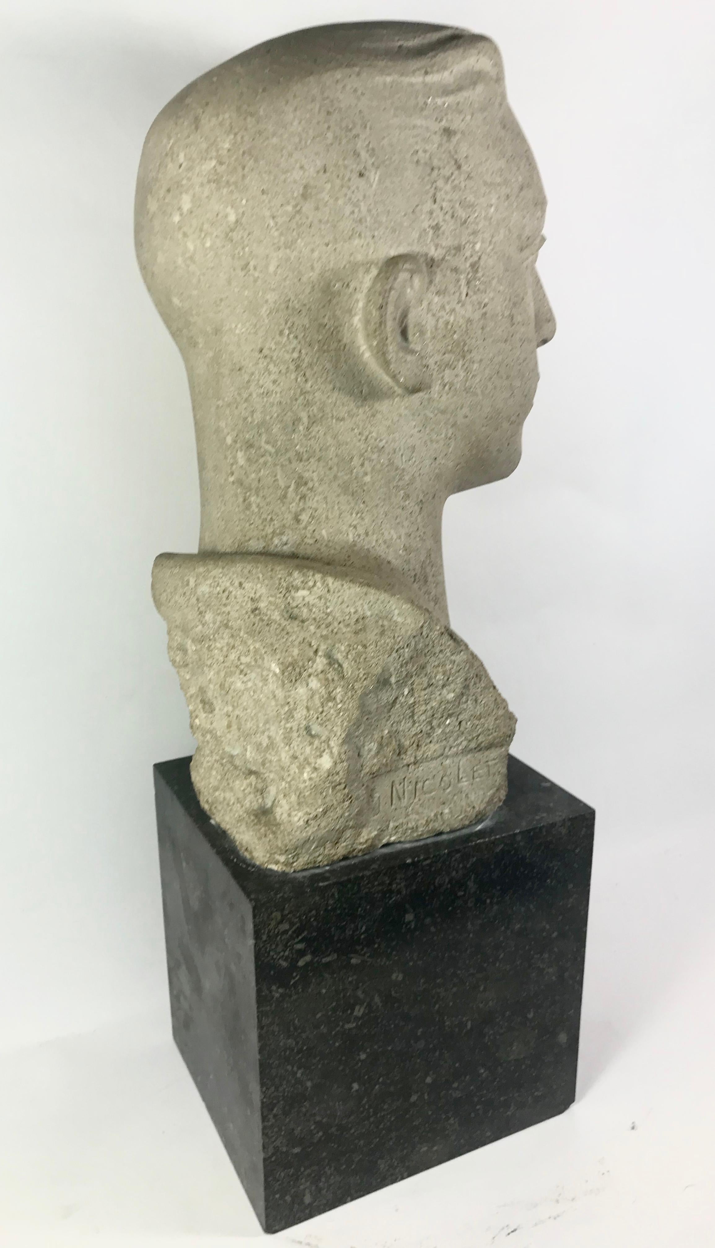 Head in Stone of a Young Man, France, 1950s For Sale 1