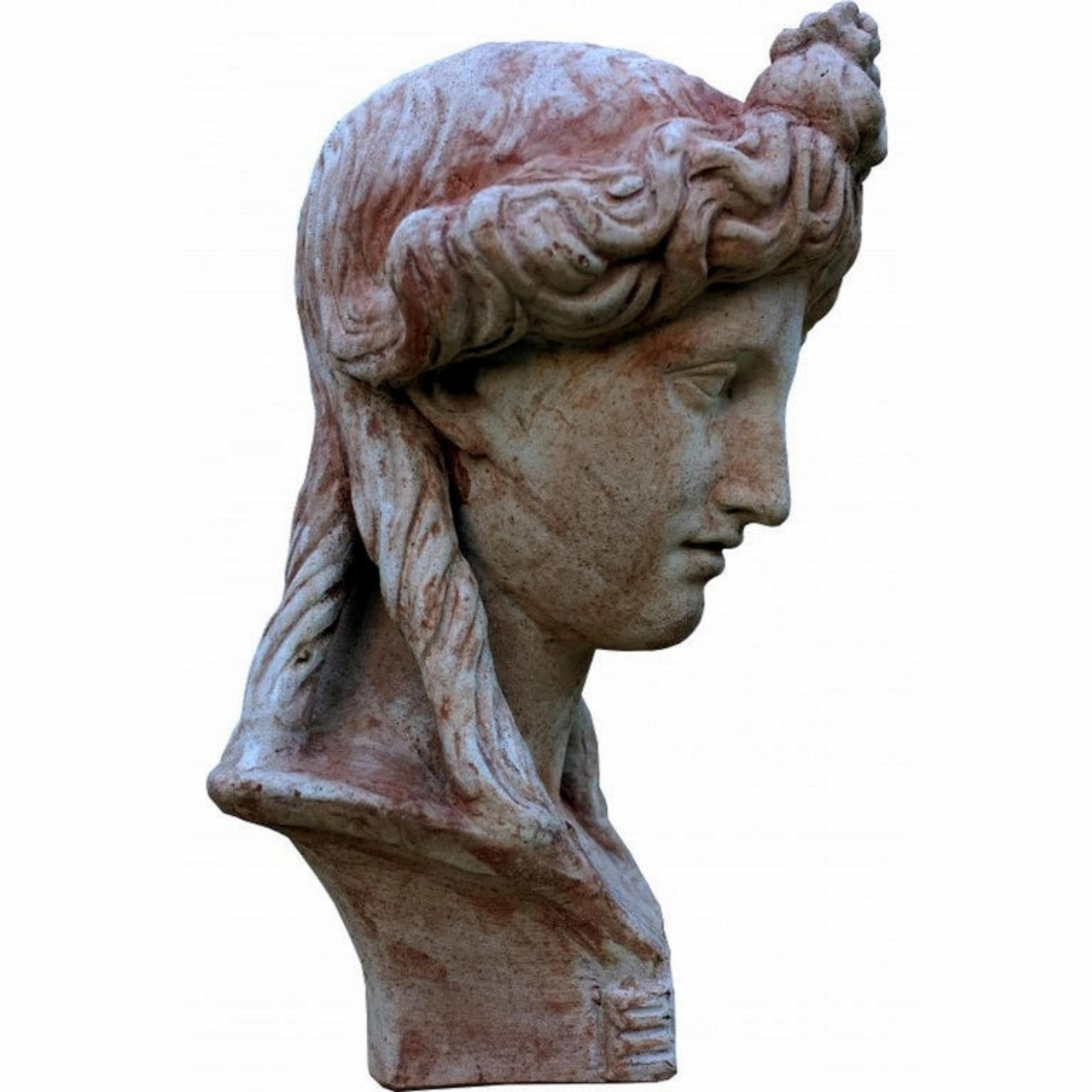 Modern Head in Terracotta, Isis of the Greek-Roman World, Early 20th Century For Sale