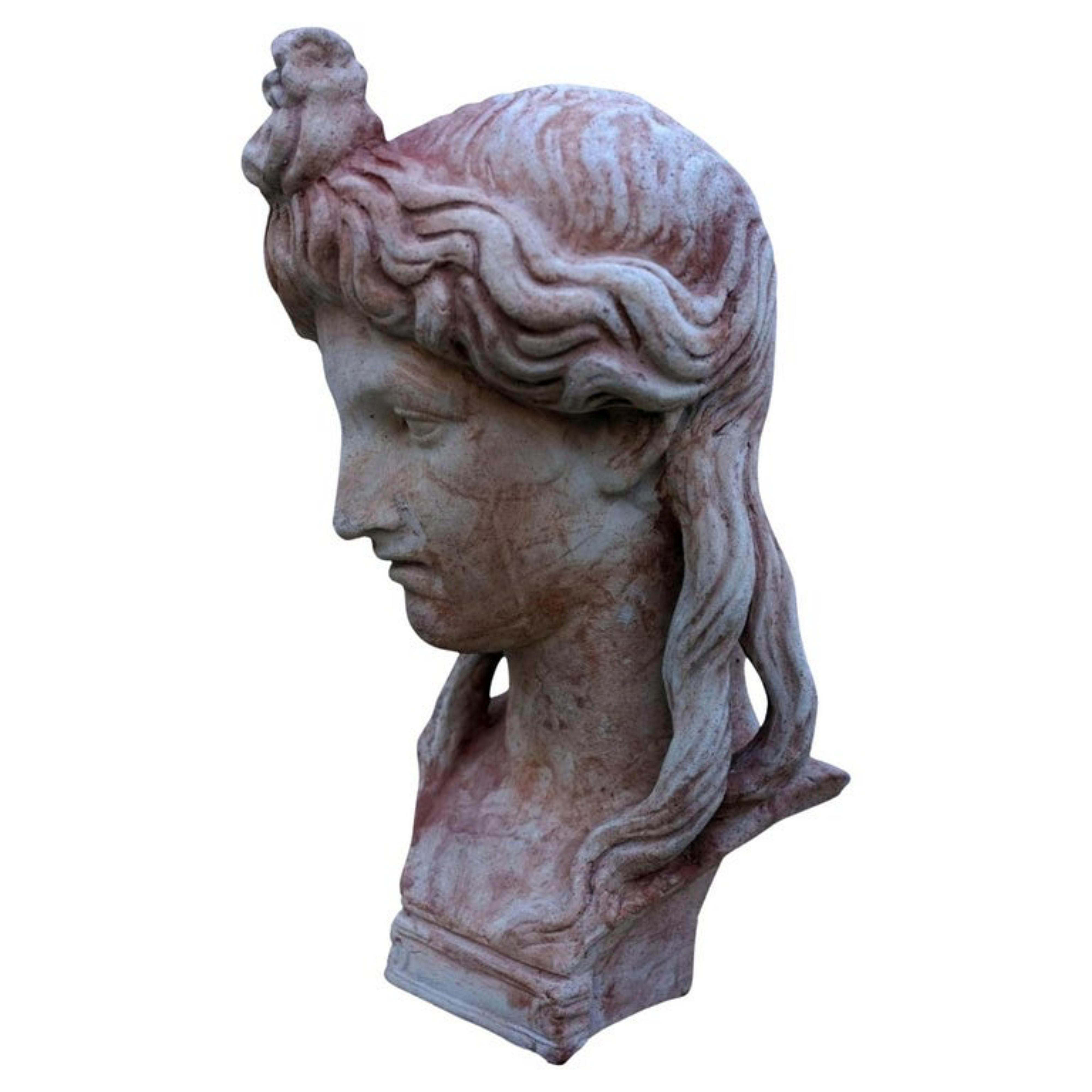 Hand-Crafted Head in Terracotta, Isis of the Greek-Roman World, Early 20th Century For Sale