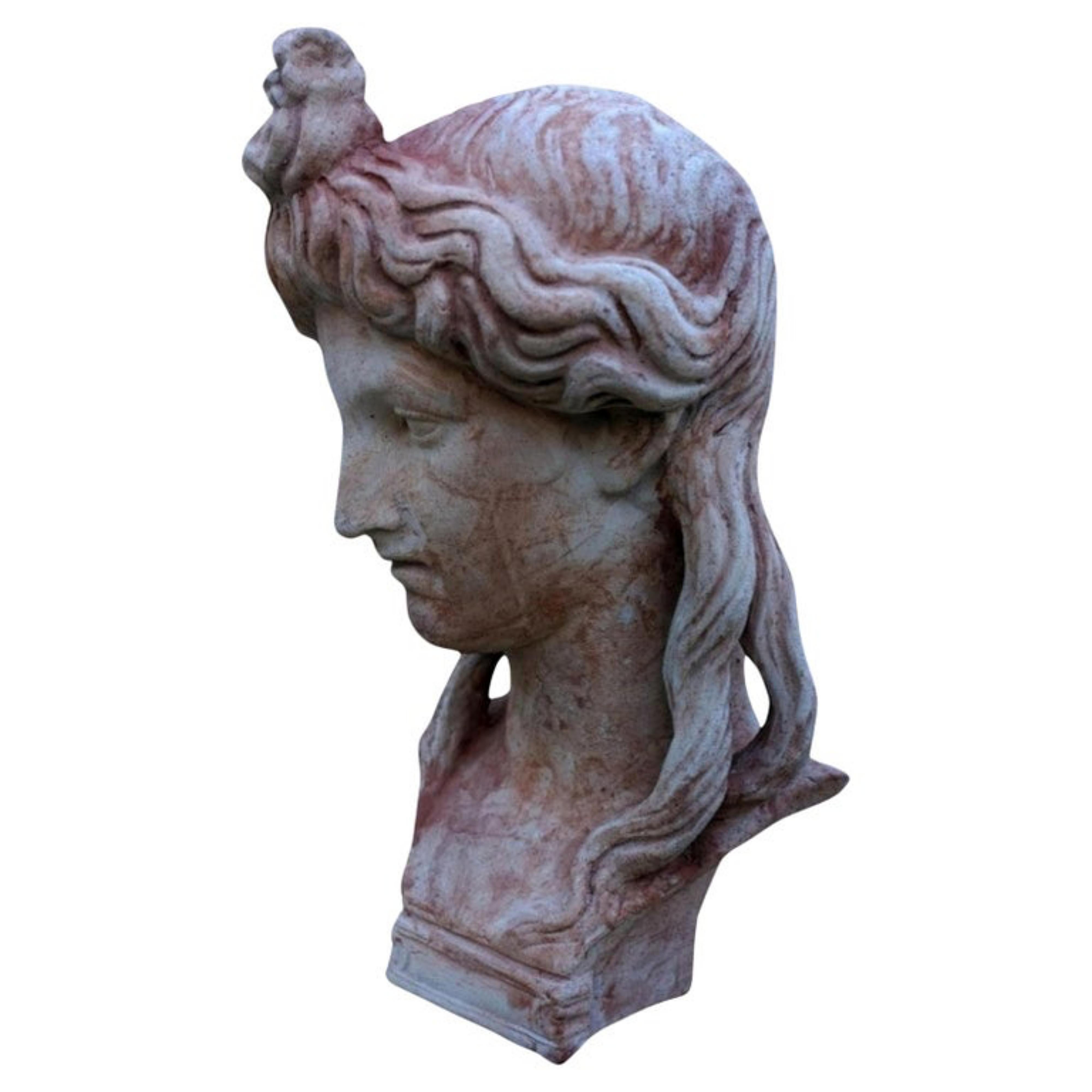 Hand-Crafted Head in Terracotta, Isis of the Greek-Roman World, Early 20th Century