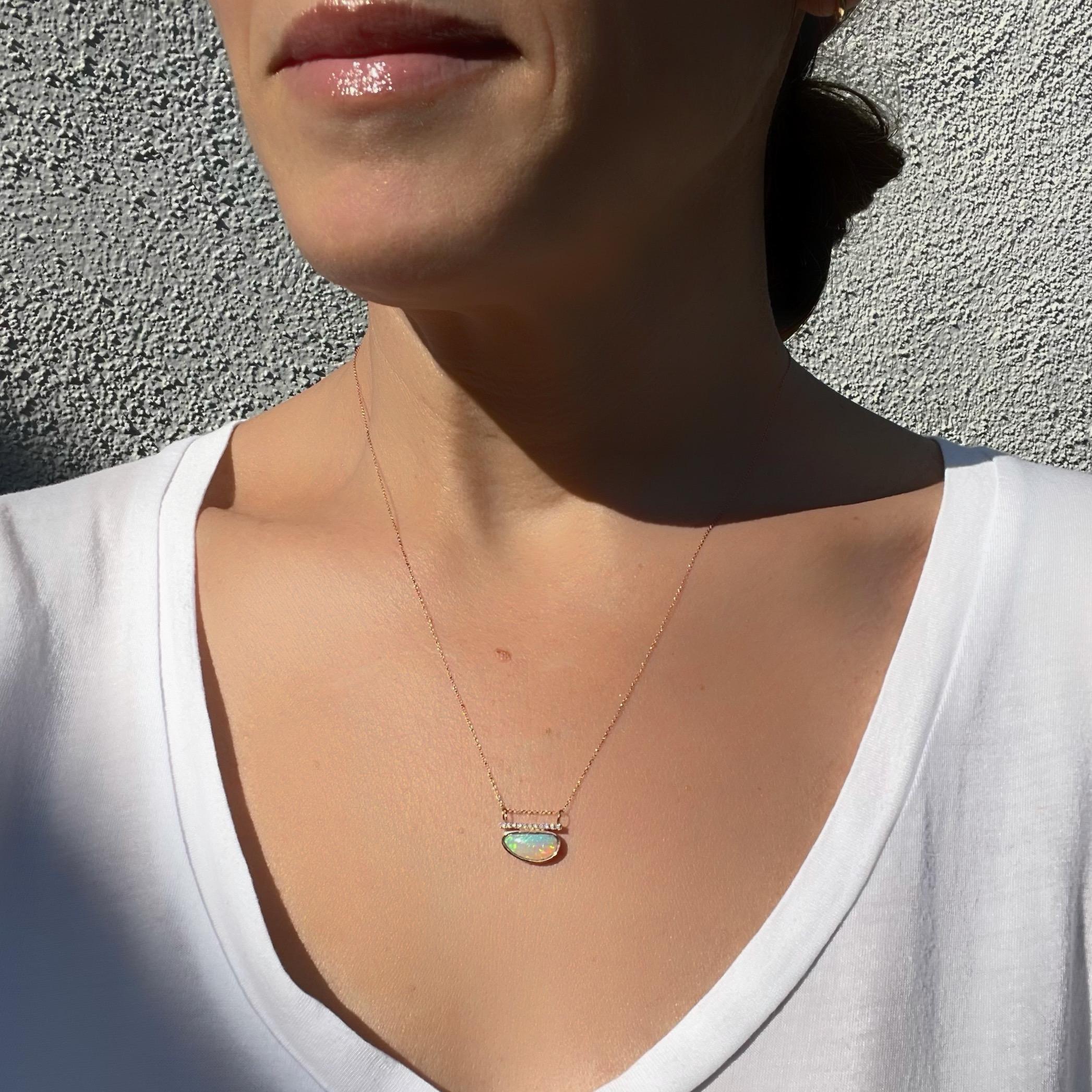 Head in the Clouds Crystal Opal Necklace No. 16 with Diamonds by NIXIN Jewelry For Sale 4