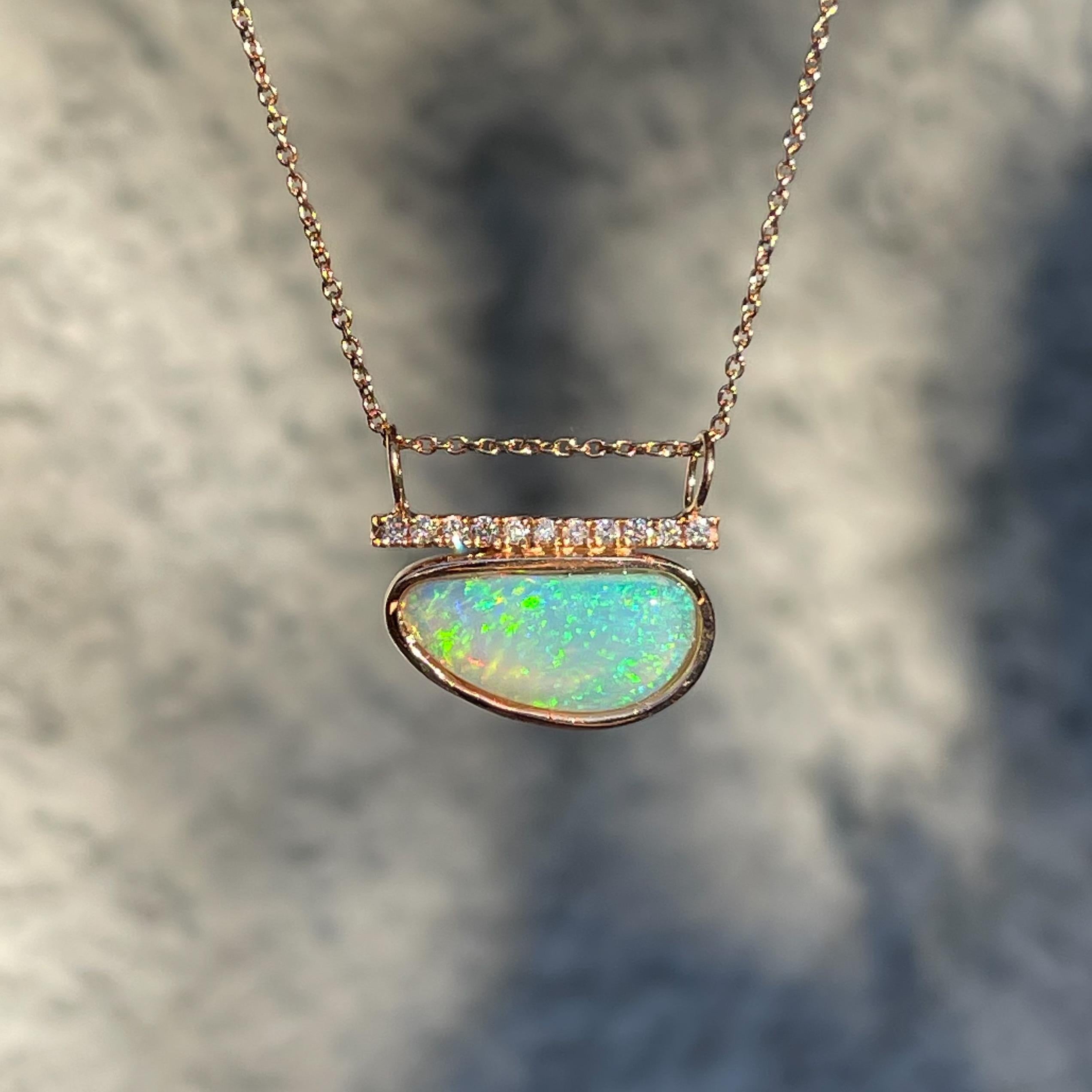 Brilliant Cut Head in the Clouds Crystal Opal Necklace No. 16 with Diamonds by NIXIN Jewelry For Sale