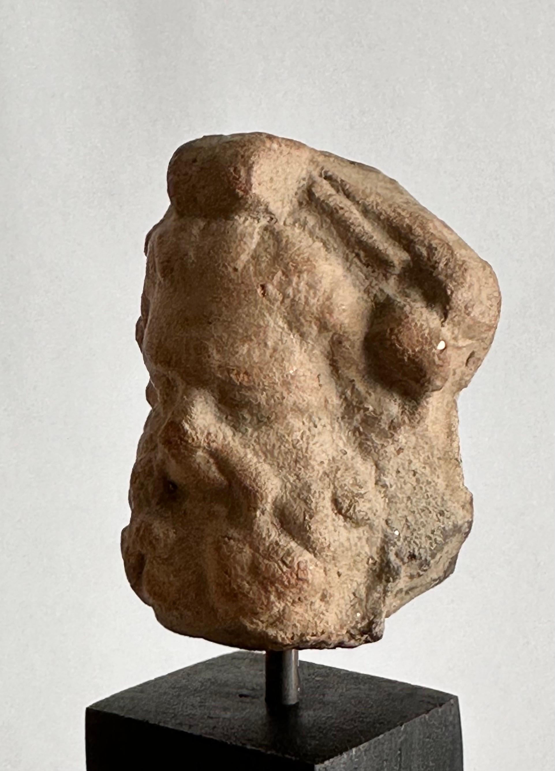 Molded Head of a Bearded Man, Terracotta, Magna Graecia, 4th Century Before Christ