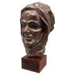 Testa di uomo berbero, scultura in terracotta, Paul Sersté, Belgio, circa 1940 Testa di uomo berbero, scultura in terracotta, Paul Sersté, Belgio, circa 1940