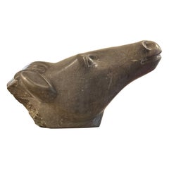Tête de cheval en marbre, étalon, collection privée