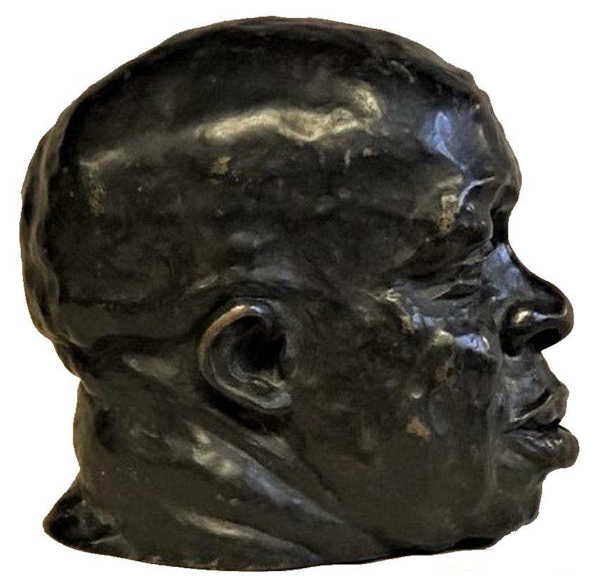 Streamlined Moderne Head of a Jazzman, Patinated Bronze Sculpture, American, ca. 1940s For Sale