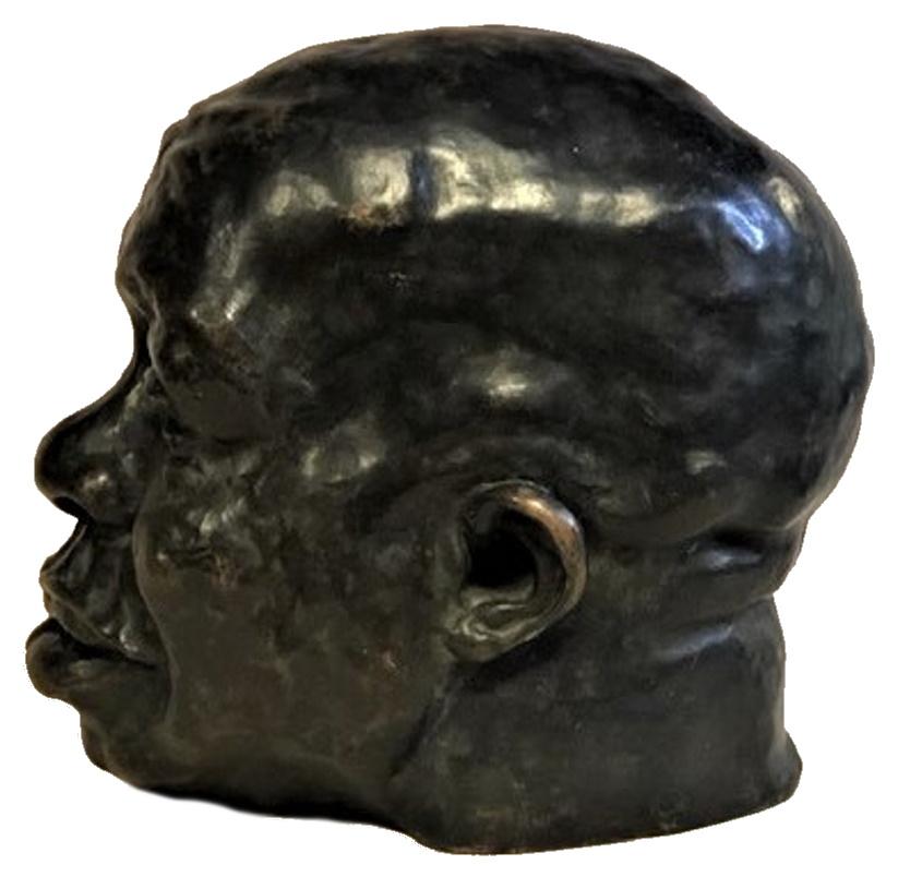 Mid-20th Century Head of a Jazzman, Patinated Bronze Sculpture, American, ca. 1940s For Sale