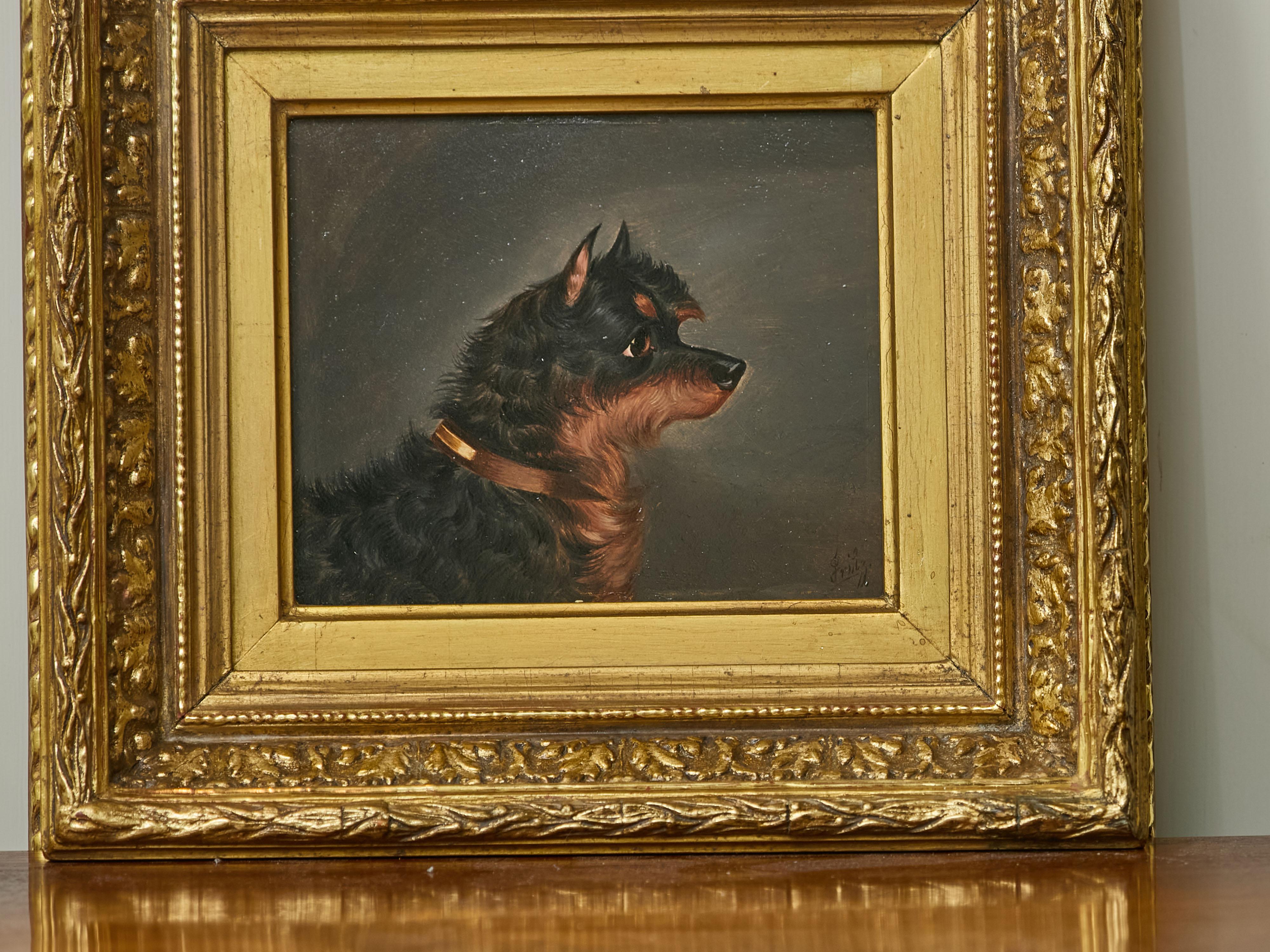 Testa di Norwich Terrier Olio su pannello Pittura di cani dopo Edwin Loder di Bath In condizioni buone a Atlanta, GA