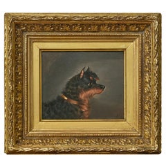Head of a Norwich Terrier Oil on Panel Dog Painting After Edwin Loder of Bath