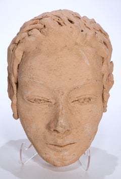 Head of a Woman, Ceramic Mask Sculpture, American Studio Pottery 1960s