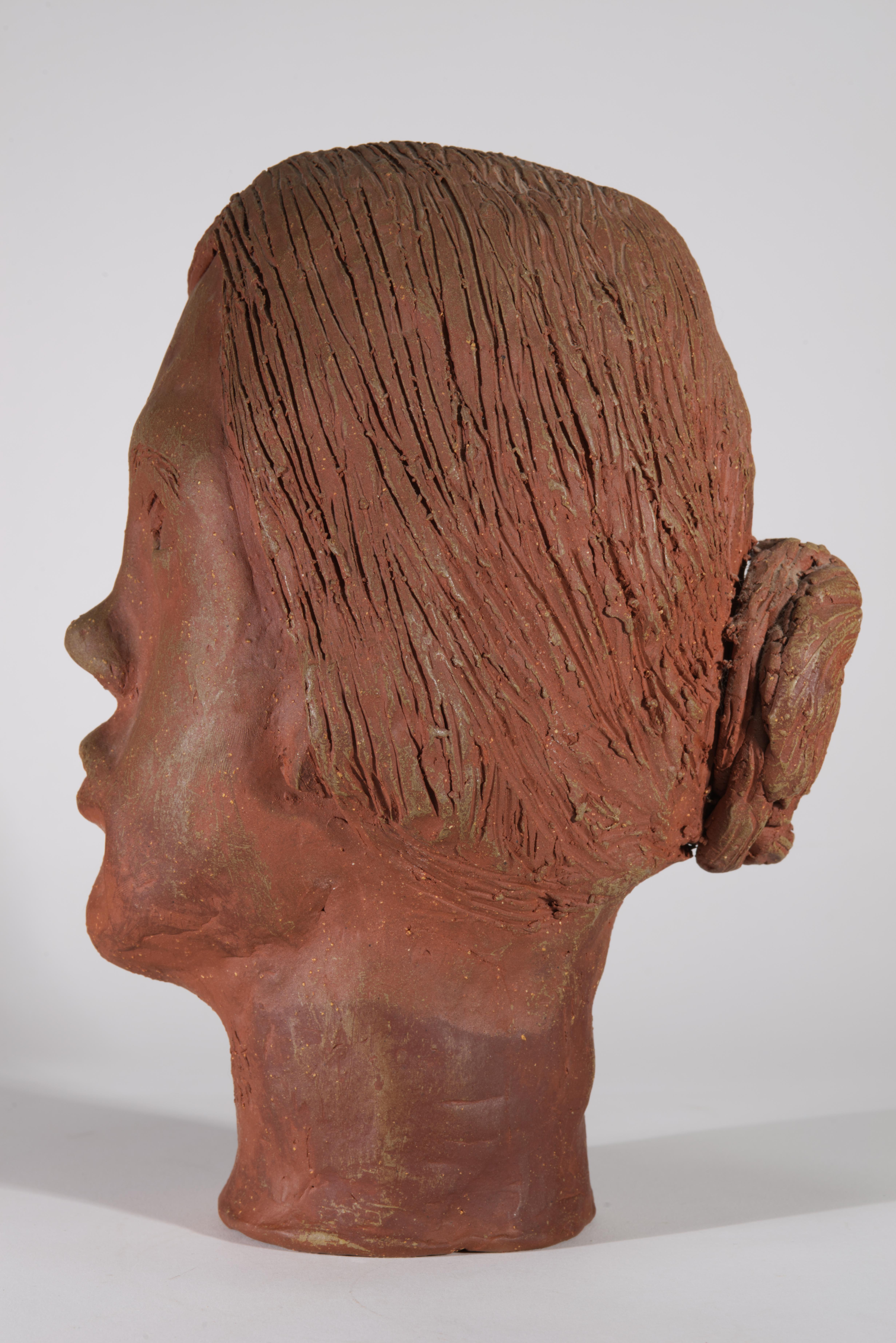 Mid-Century Modern Head of a Woman, Ceramic Sculpture, American Studio Pottery 1970s