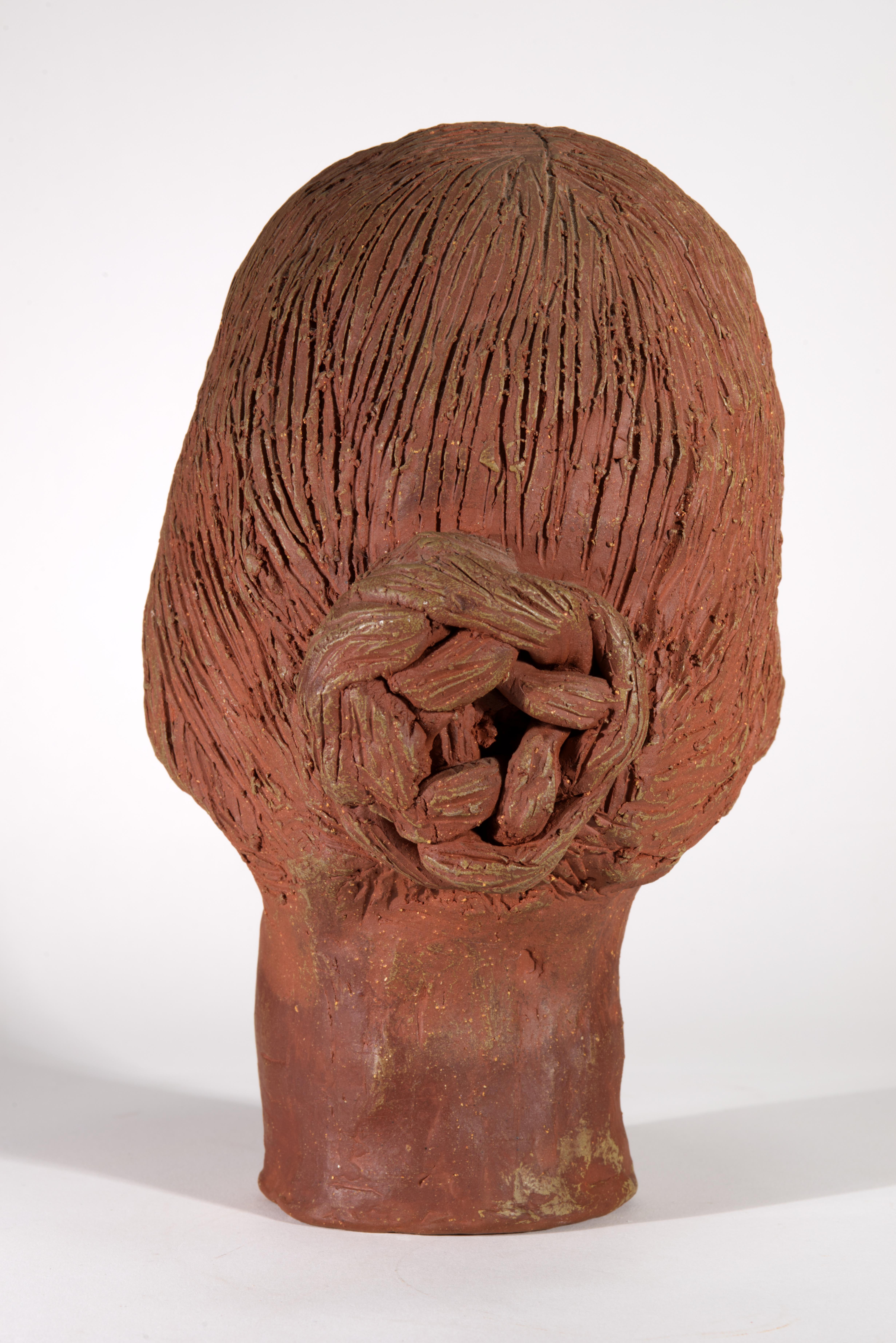 Hand-Crafted Head of a Woman, Ceramic Sculpture, American Studio Pottery 1970s