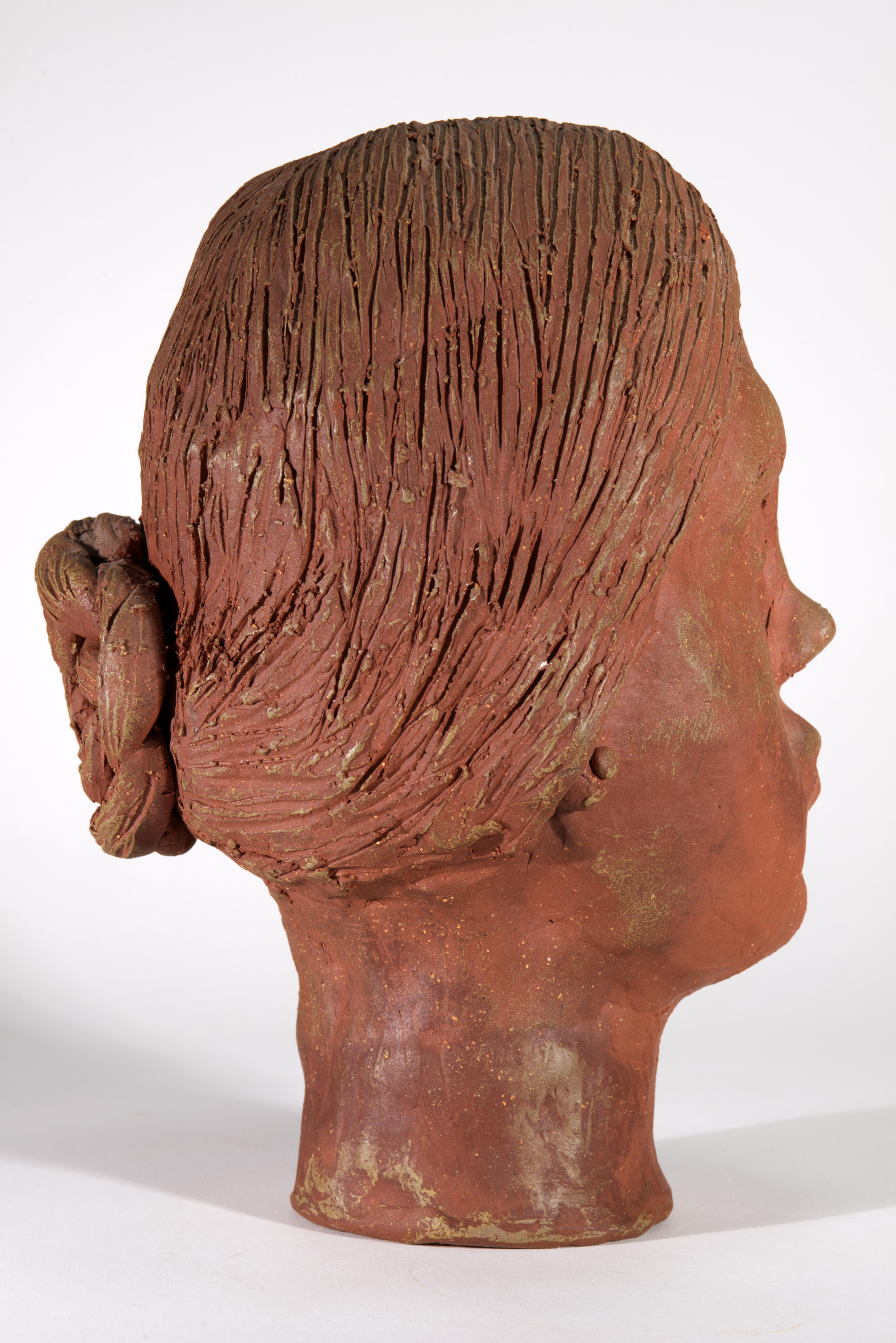 Head of a Woman, Ceramic Sculpture, American Studio Pottery 1970s In Good Condition In Clifton Springs, NY