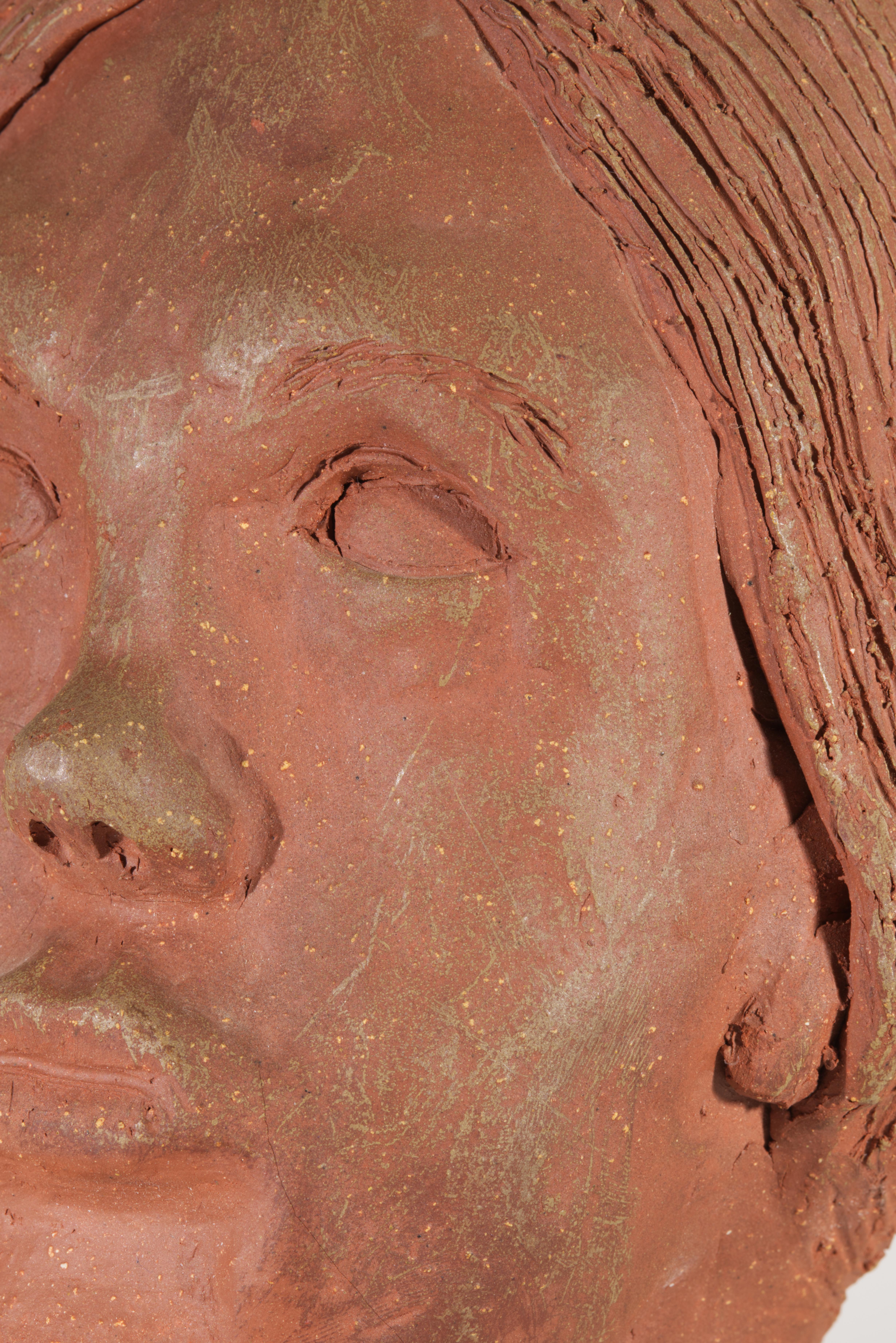 Head of a Woman, Ceramic Sculpture, American Studio Pottery 1970s 1