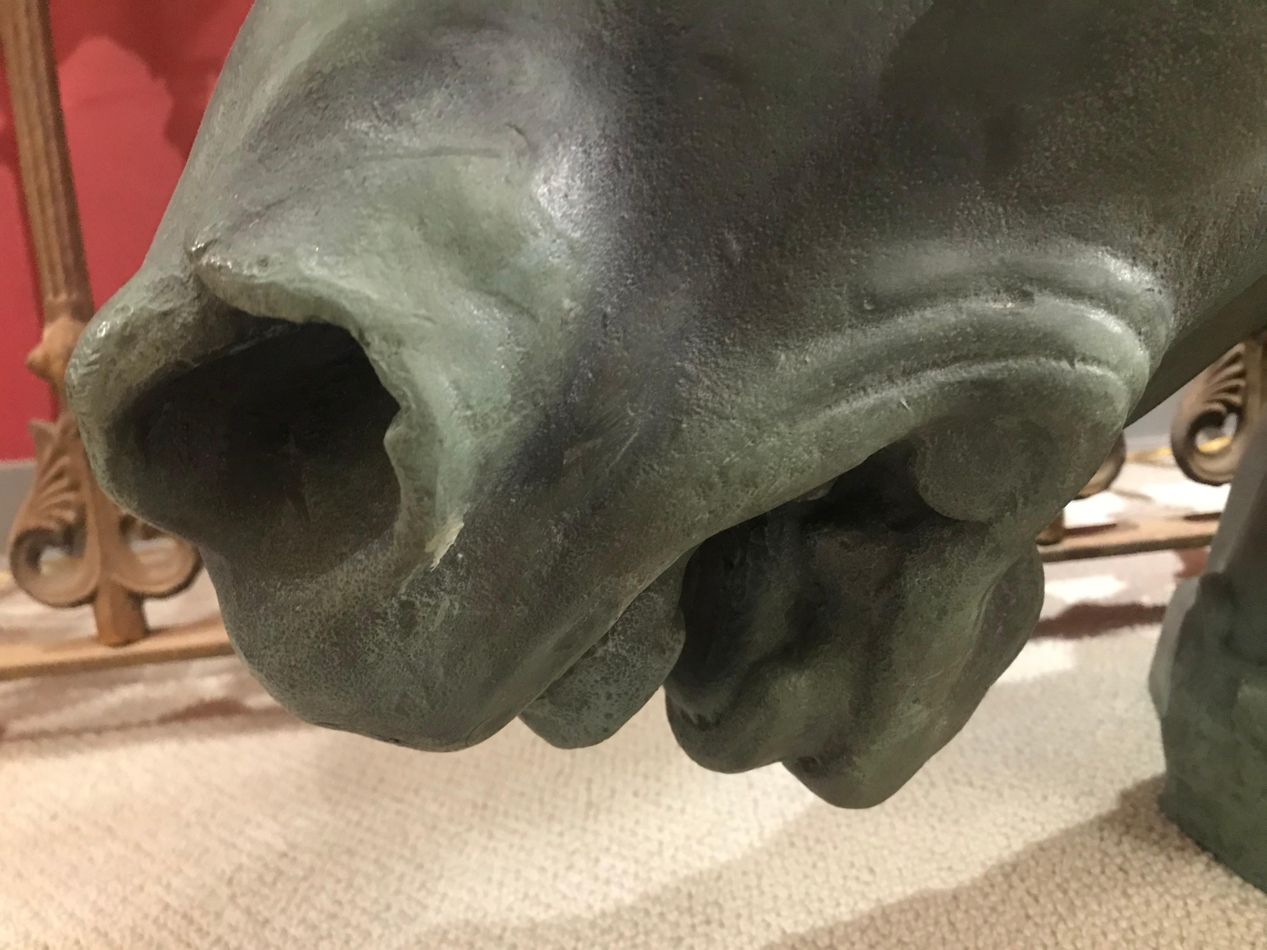 A very fine head of horse sculpture. Verdi gris petina
Dimensions: Height 30