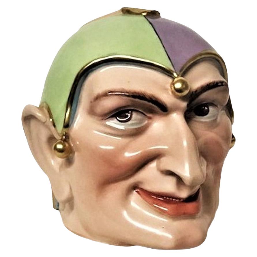 Head of Jester, Vintage European Art Deco Porcelain Sculpture, ca. 1930's For Sale