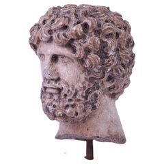 Antique Head of Jupiter in Marble End 19th Century Italy