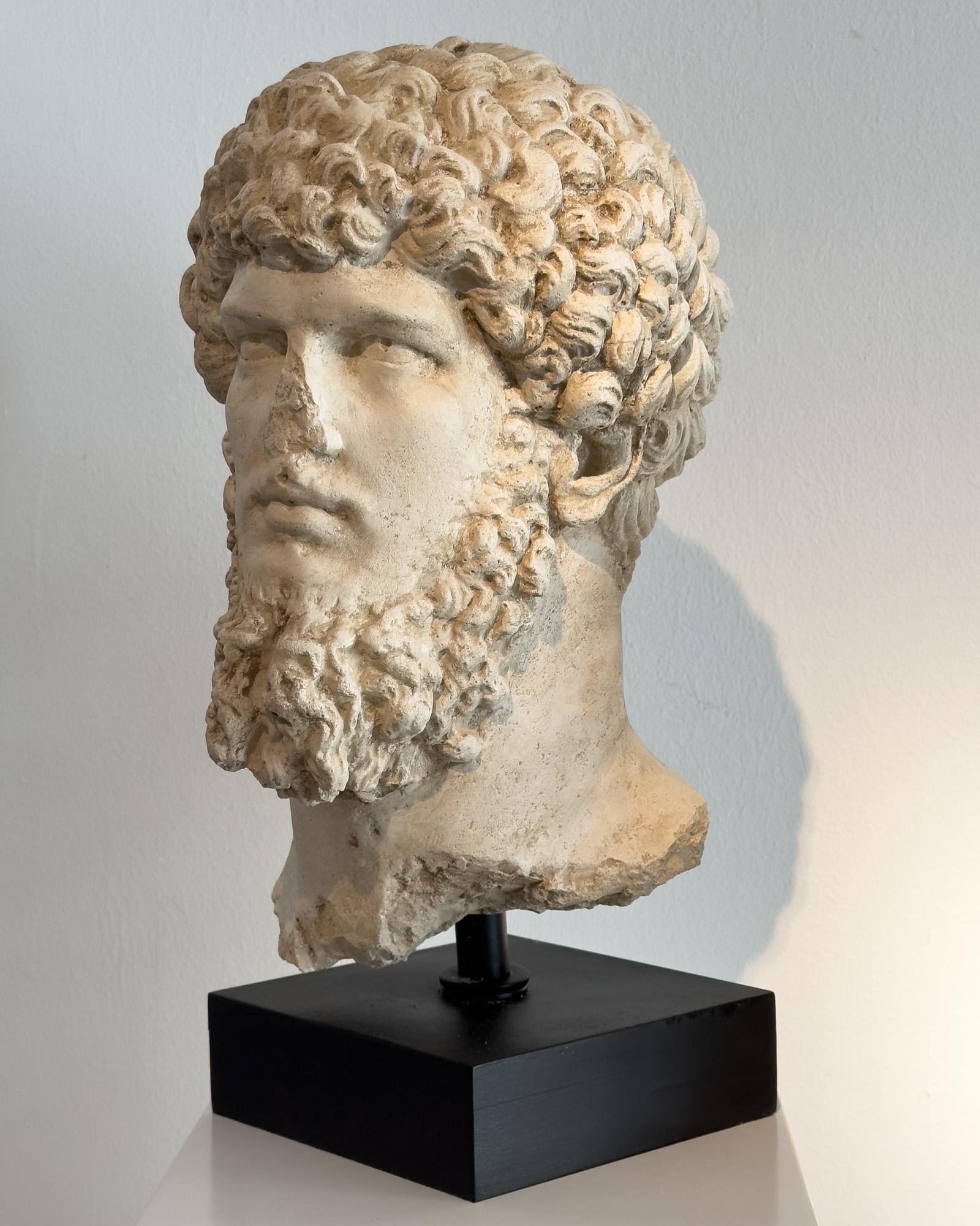 Bust of Lucius Venus made of moulded and carved limestone, following models of classical Rome.

It is solid stone. It is part of a series of 8 copies distributed exclusively by our gallery.
