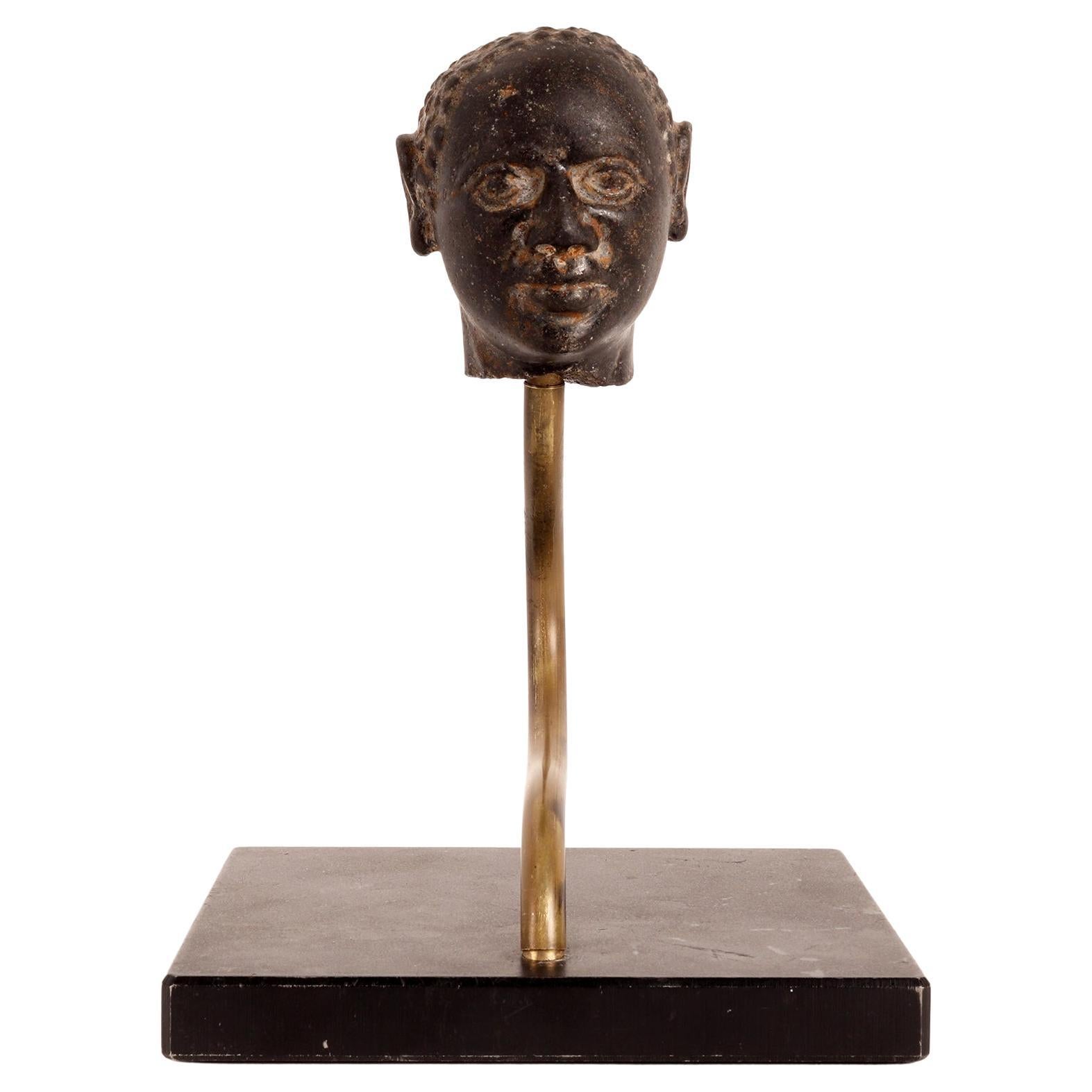 Head of Man in Black Granite, Russia, 1700 For Sale