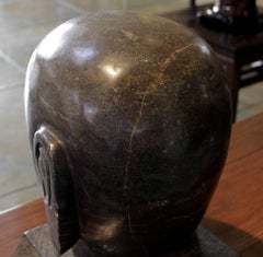 Head of Monk Granite China 19th Century Decorative Sculpture