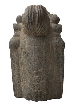 Head of Oriental Divinity, Vintage Stone Sculpture, Early 20th Century