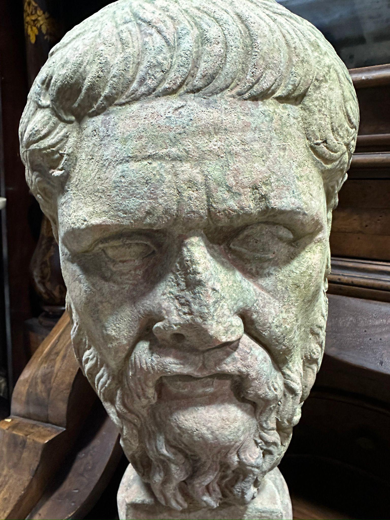 Fatto a mano TESTA DI PLATO IN TERRACOTTA DALLA GLYPTOTHEK DI MONACO XX secolo in vendita
