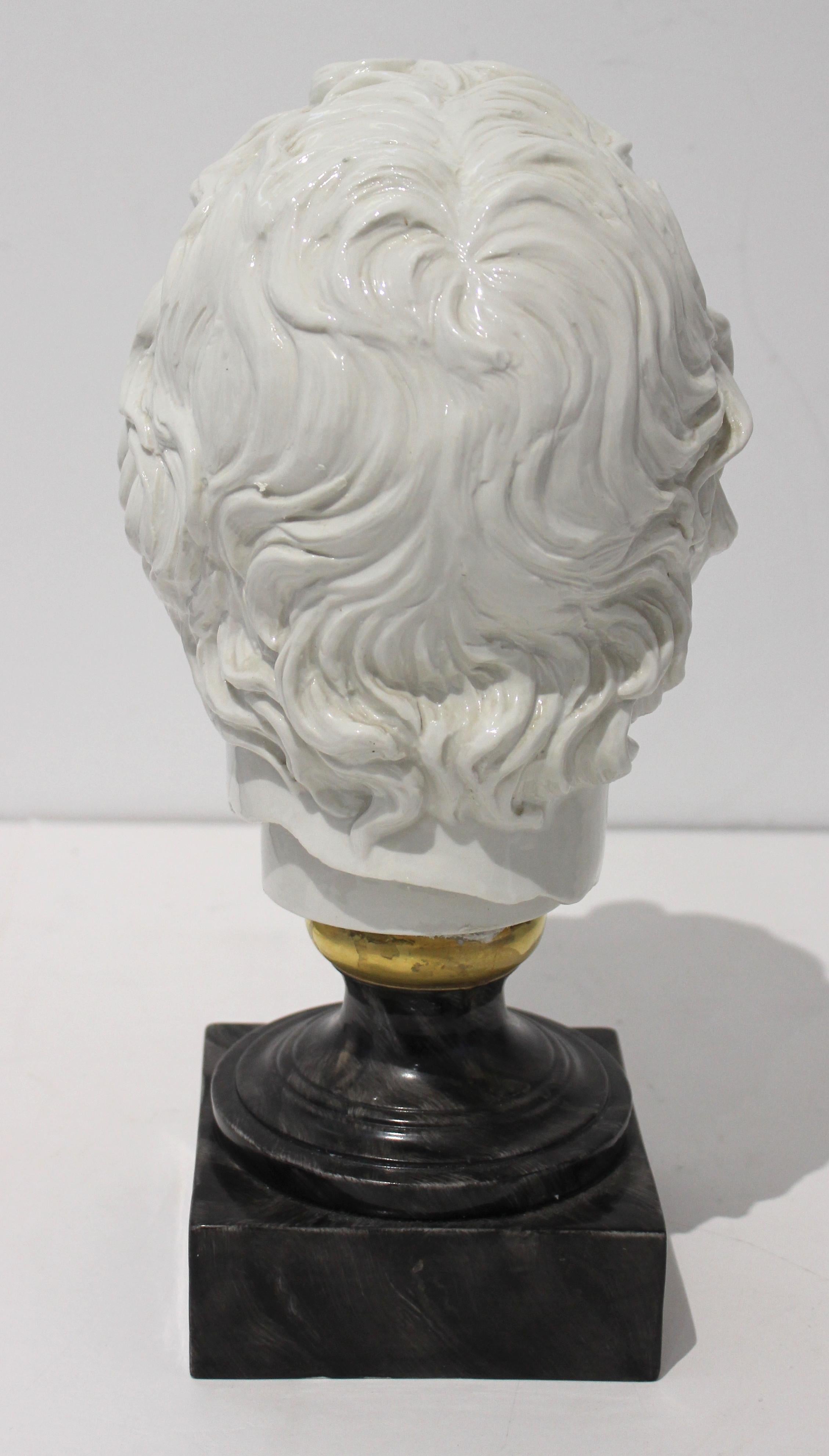 Glazed Head of Roam Male in White Porcelain For Sale