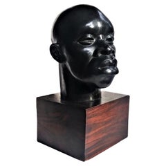 Head of Senegalese Man, French Art Deco Patinated Bronze Sculpture, ca. 1930s