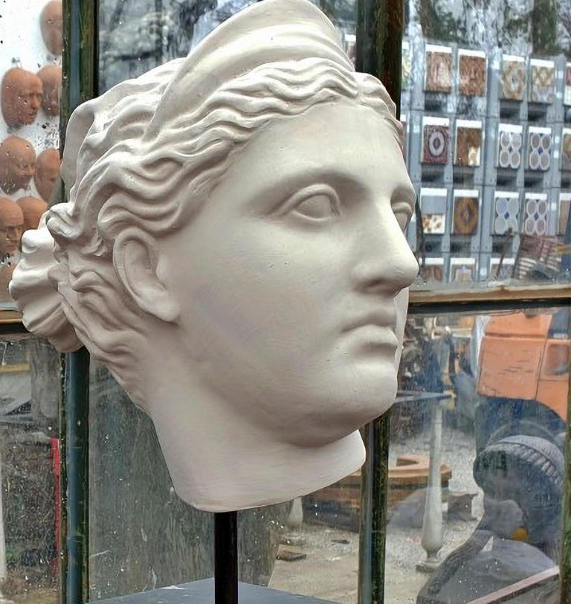 Baroque Head of the Diana of Versailles, Terracotta Bianca, Early 20th Century For Sale