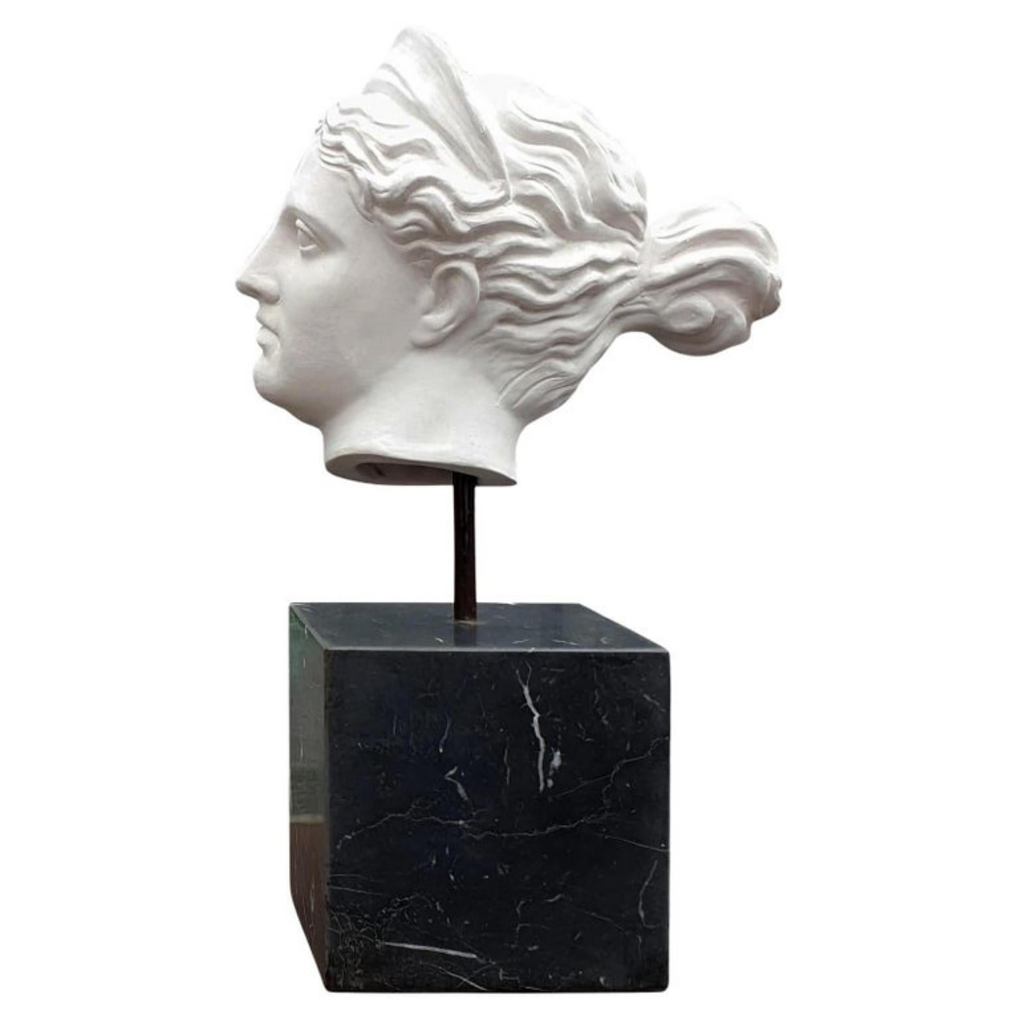 Italian Head of the Diana of Versailles, Terracotta Bianca, Early 20th Century For Sale
