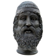 HEAD OF THE RIACE BRONZE KNOWN AS "THE YOUNG MAN" PATINATED TERRACOTTA, 20th Cen