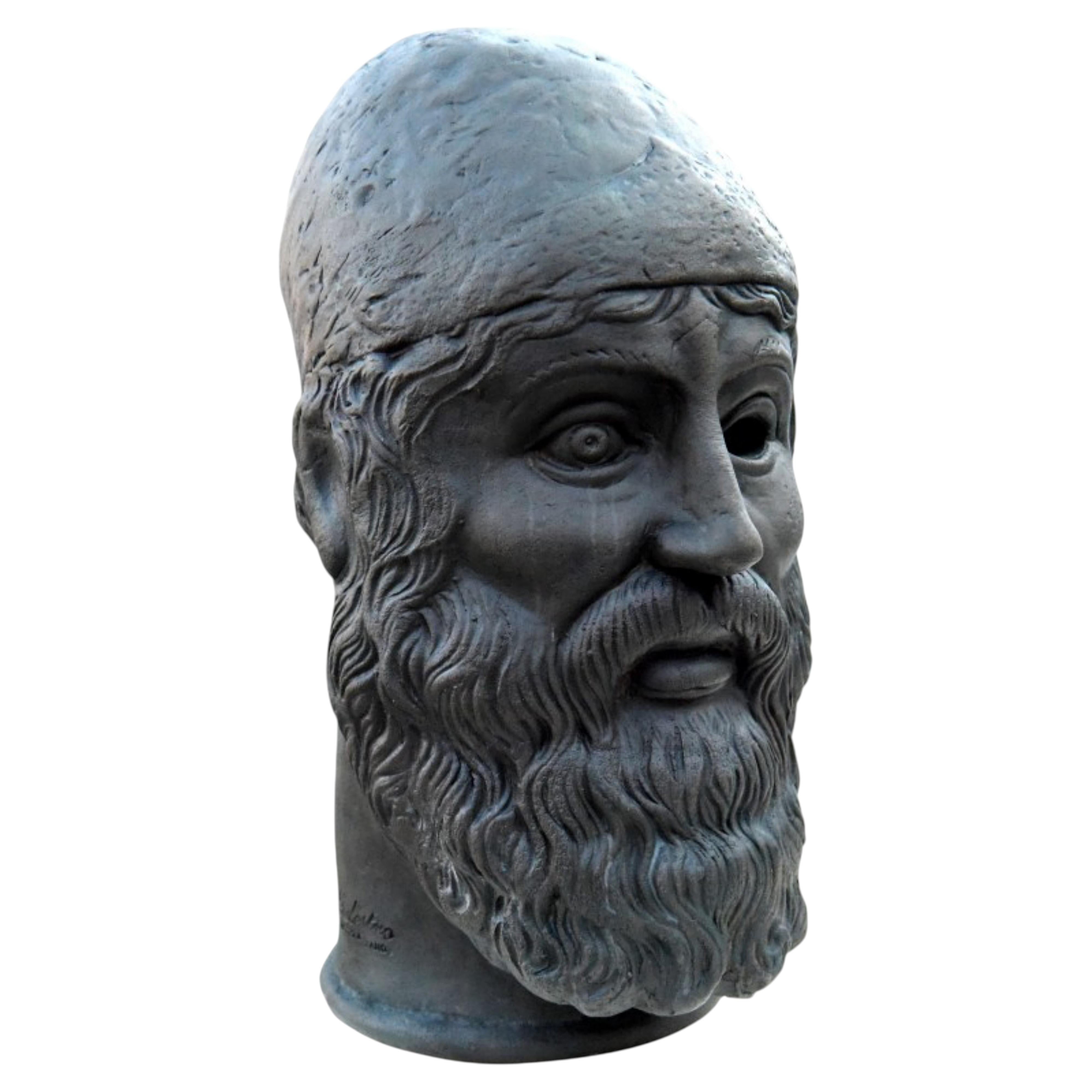 KOPF DES RIACE BRONZE, BEKANNT ALS "DER JUNGE MANN" PATINIERTE TERRACOTTA, 20. im Angebot